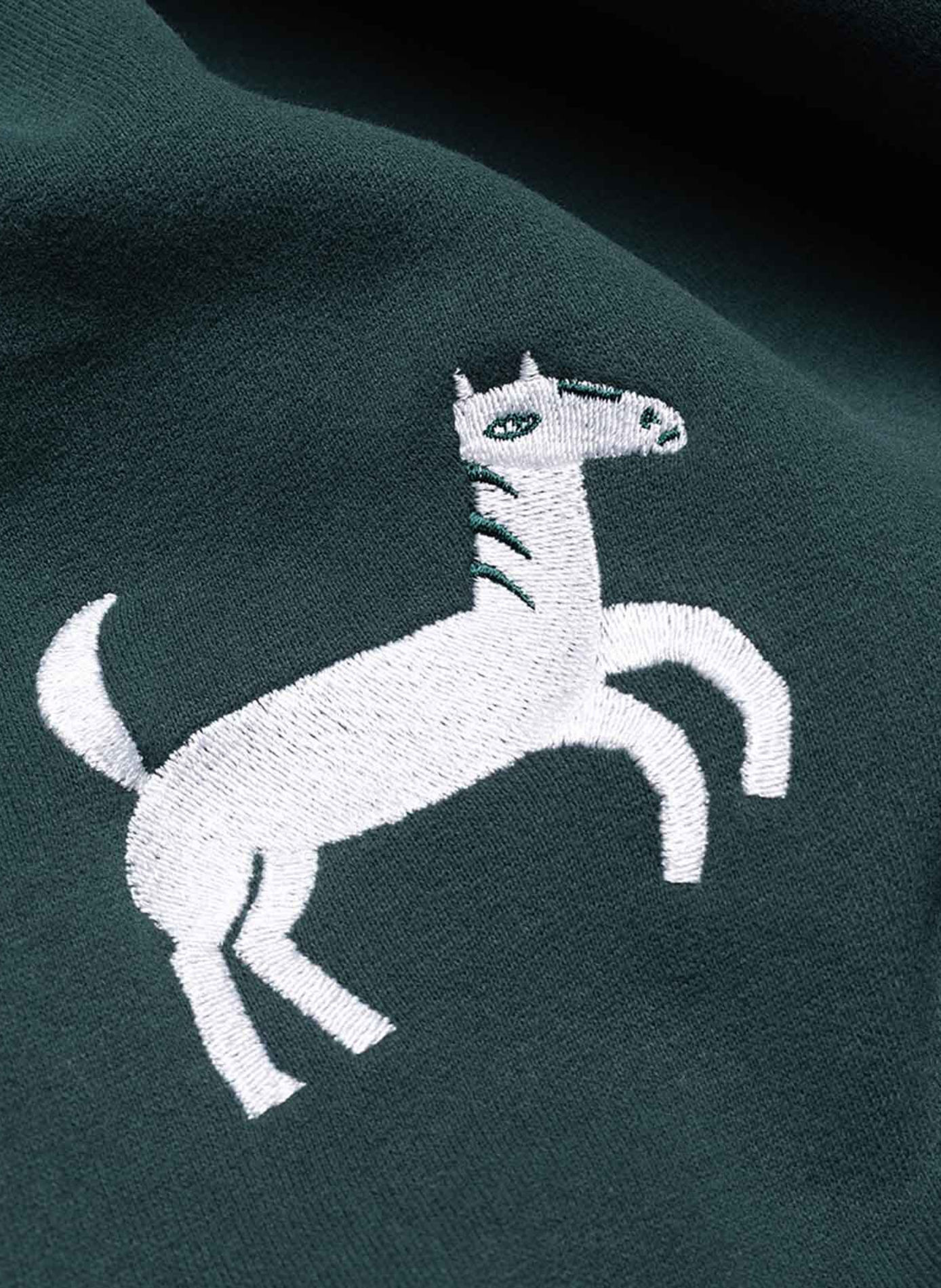 Straight-fit crew-neck sweatshirt with embroidered motifs OLOW Green