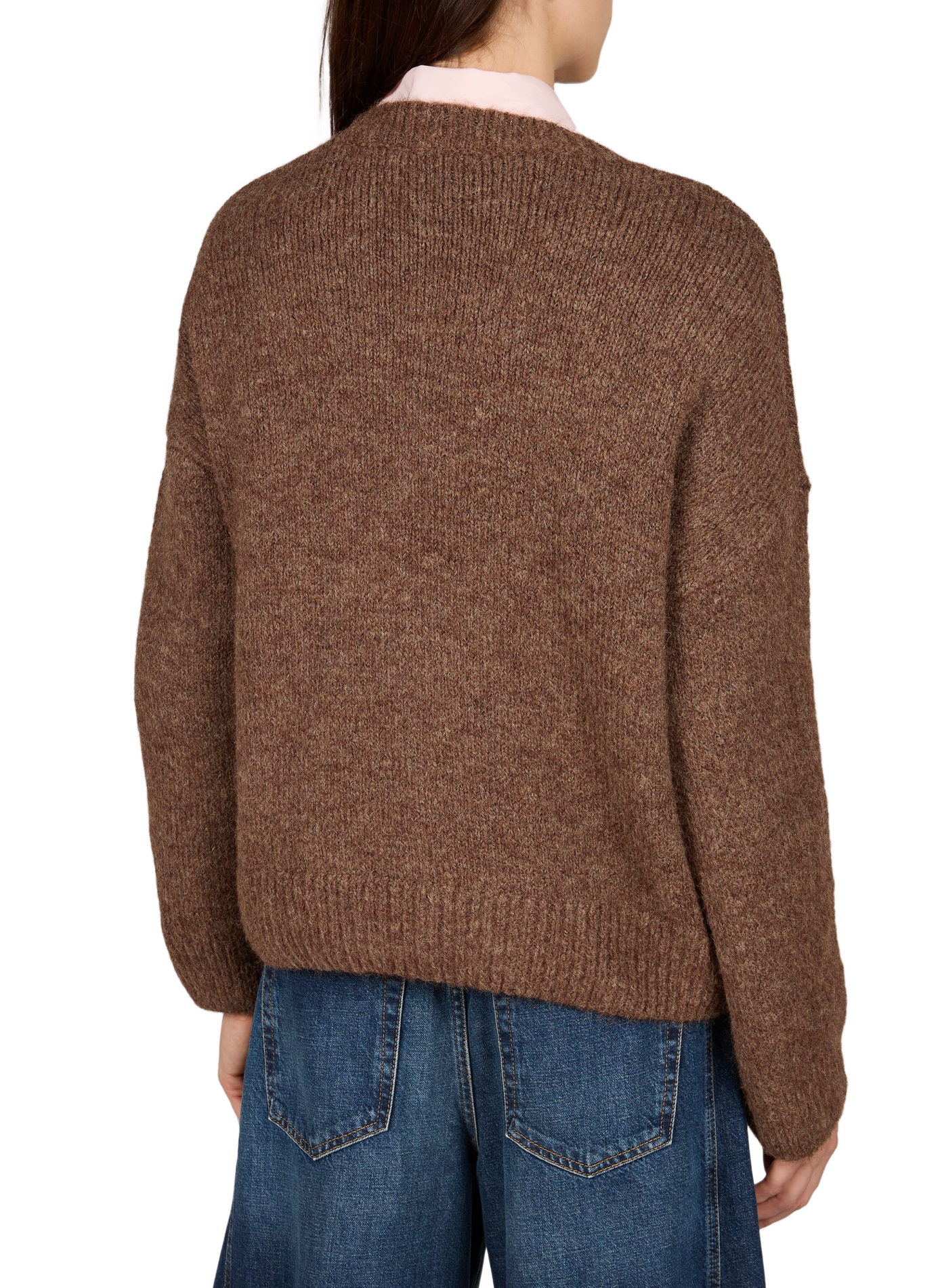 Oversized wool blend sweater OBJECT Brown