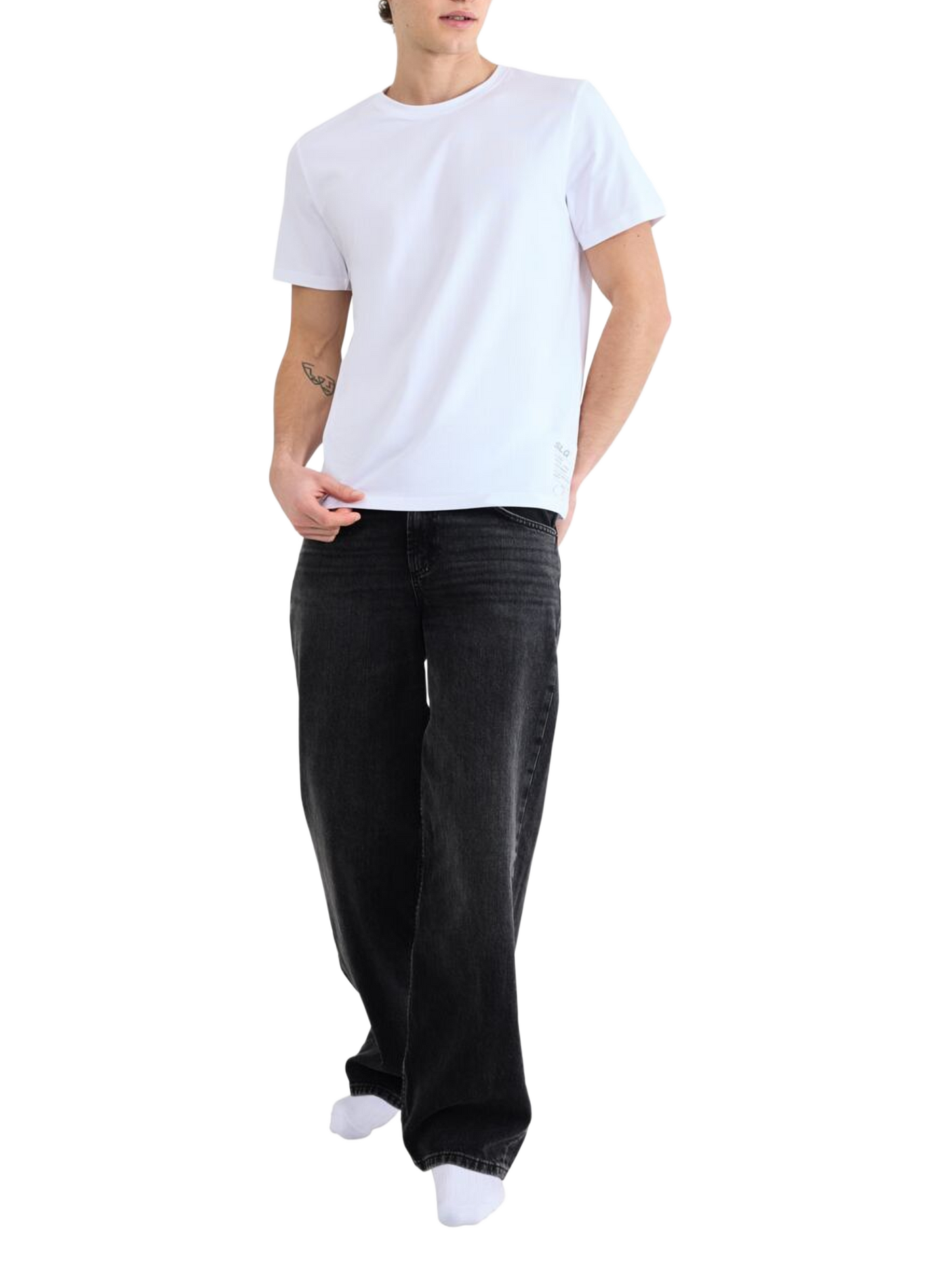 Rundhalsausschnitt T-Shirt aus Baumwollmischung SLOGGI Weiss