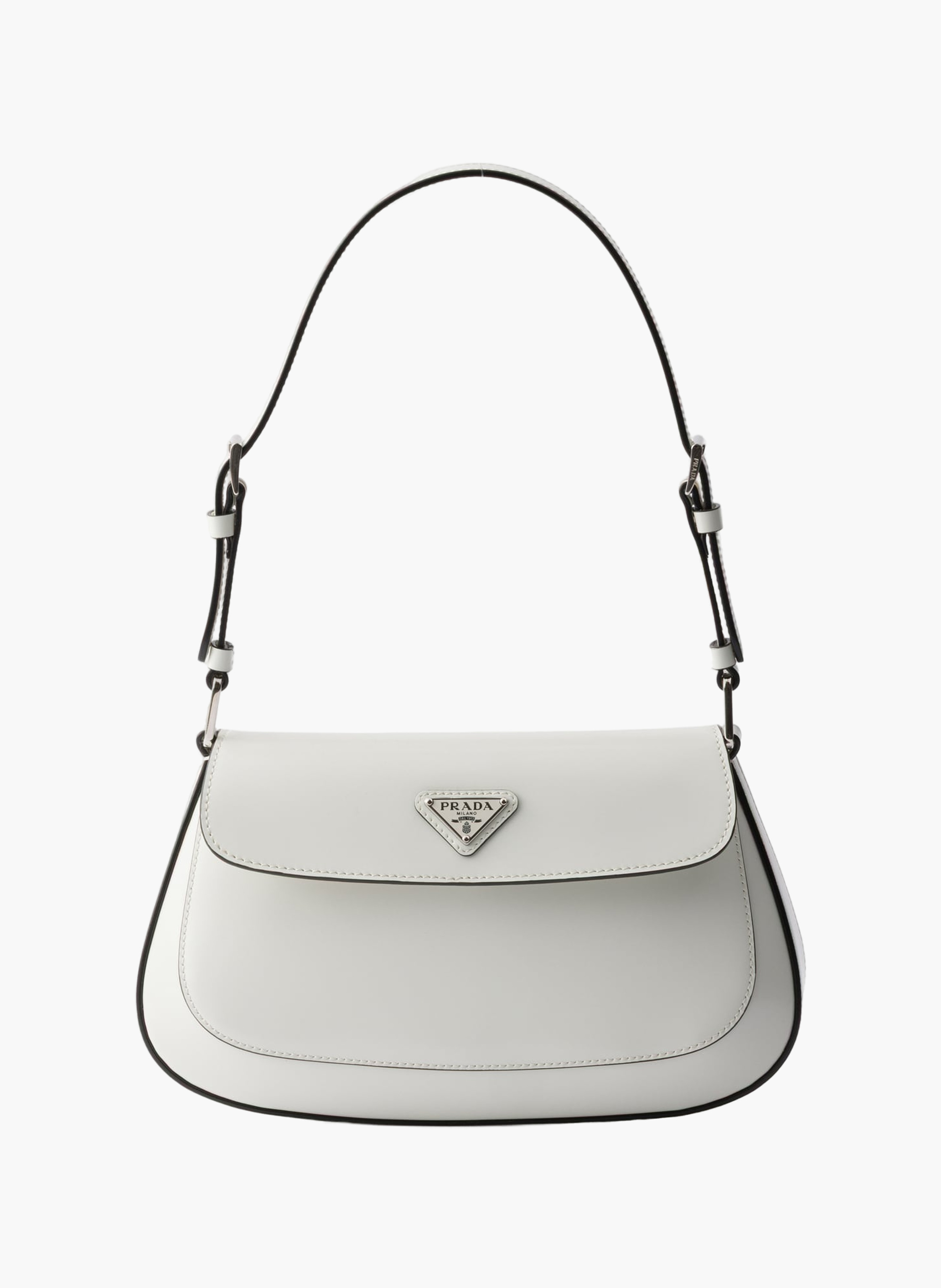 Sac porté épaule prada cleo en cuir brossé PRADA Blanc