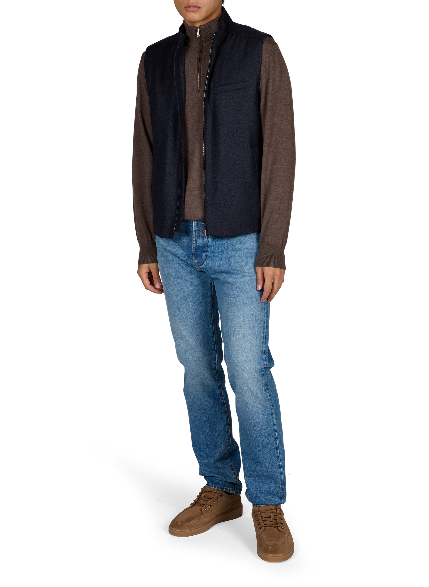 Gerade geschnittene ärmellose Wolljacke ETON Blau