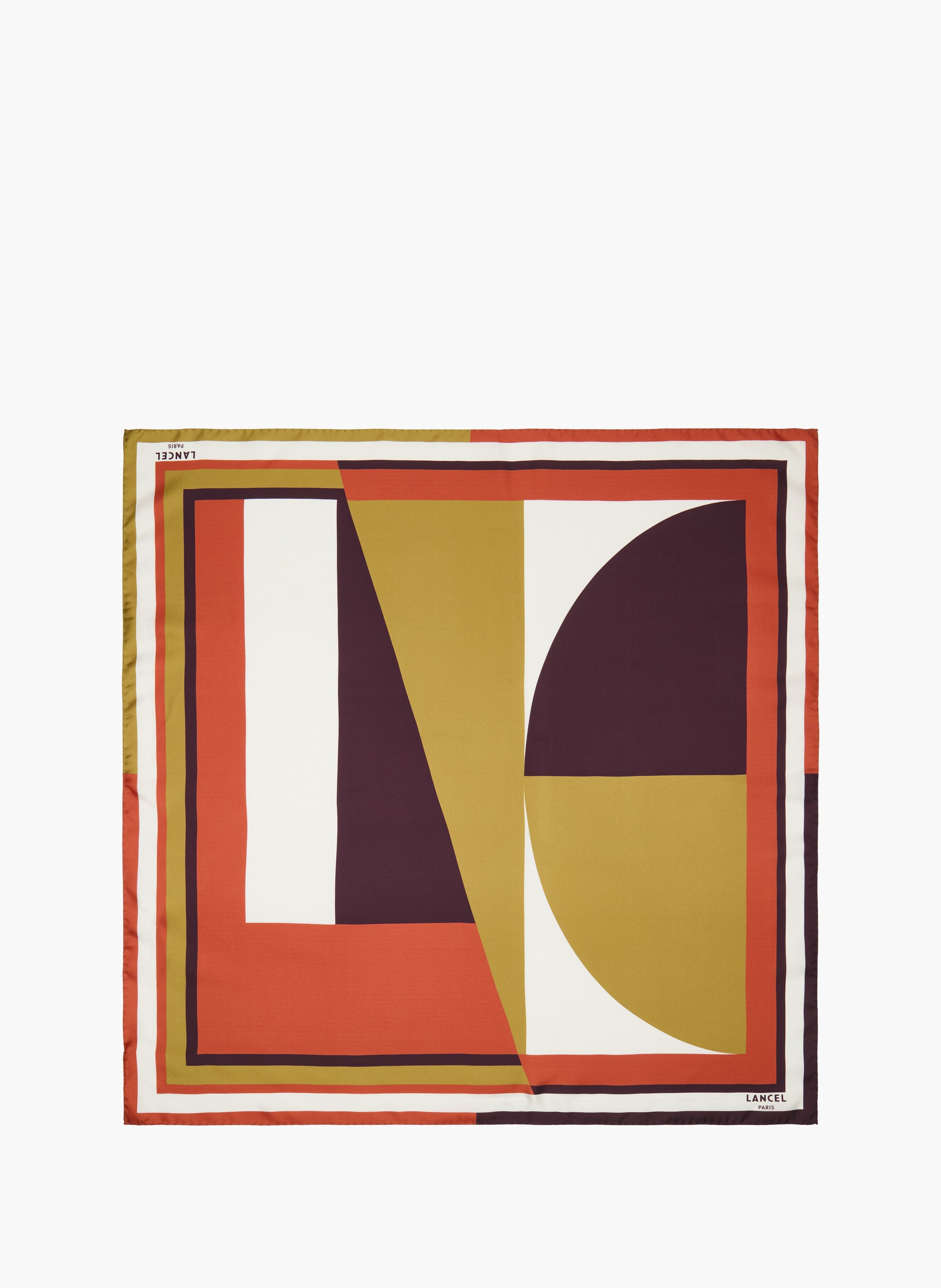 Foulard carré en soie imprimée à chevrons, 90 x 90 cm. LANCEL Multicolore