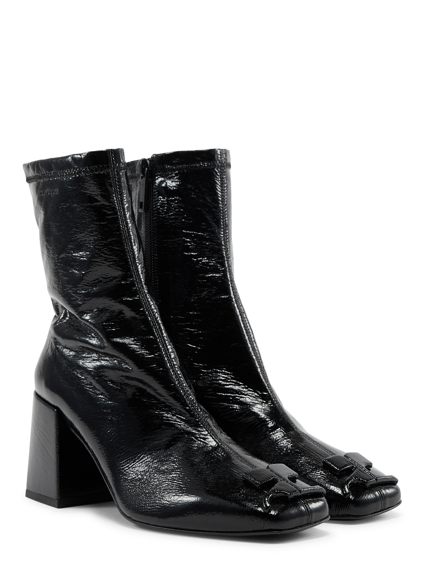 Neu aufgelegte Vinyl-Stiefeletten mit Absatz COURRÈGES Schwarz