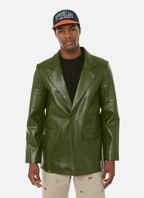 DEADWOOD Bradley recycled leather blazer Green