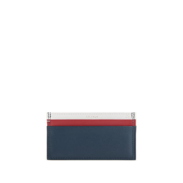 Le Tanneur Martin Leather Card Holder In Blue