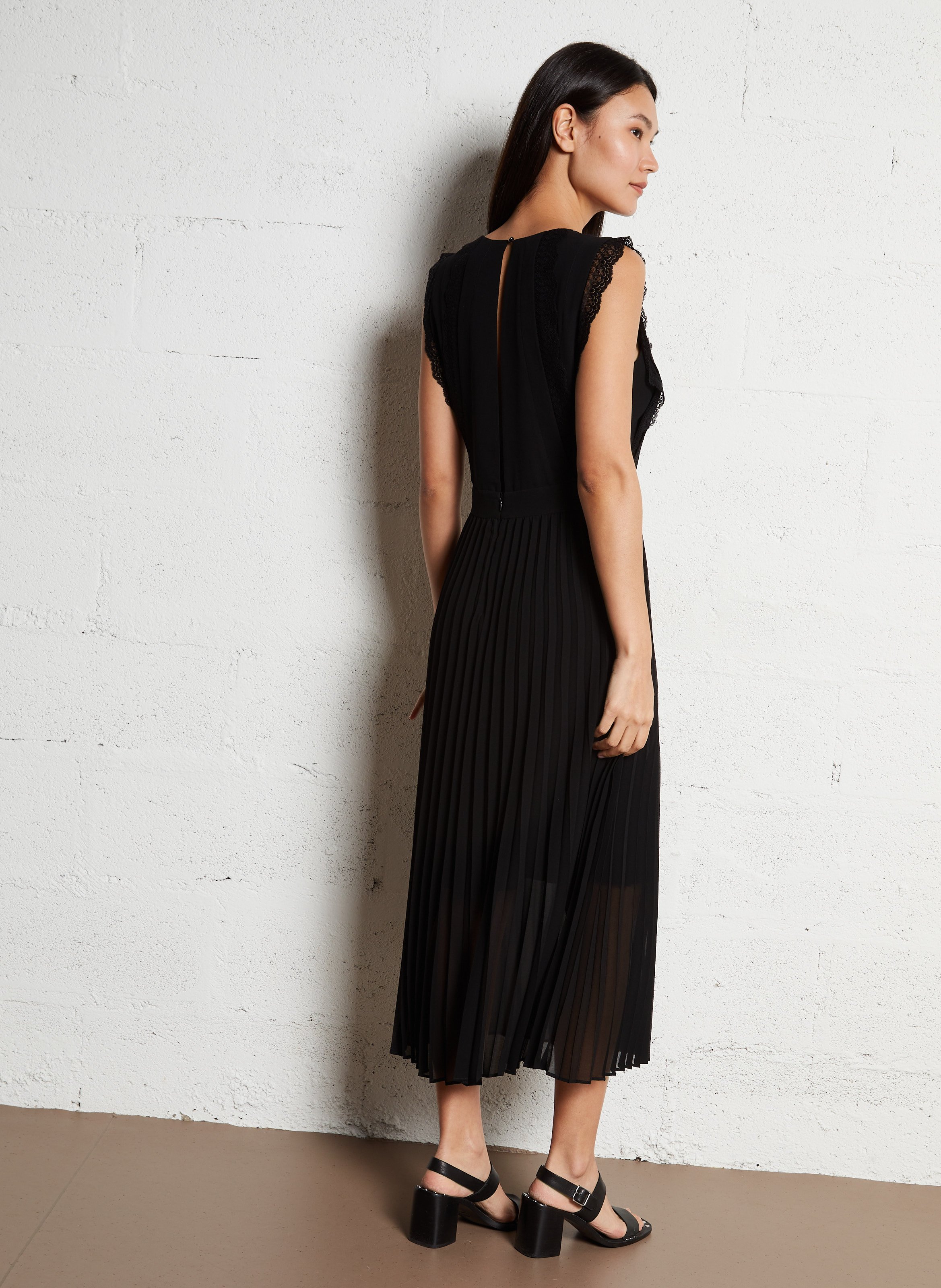 Robe Midi Pliss?�e Sans Manches - Ikks Femme | Printemps.com