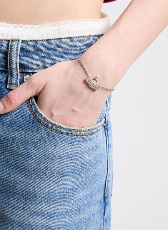 Vivienne westwood silver crystal chain bracelet Woman Printemps