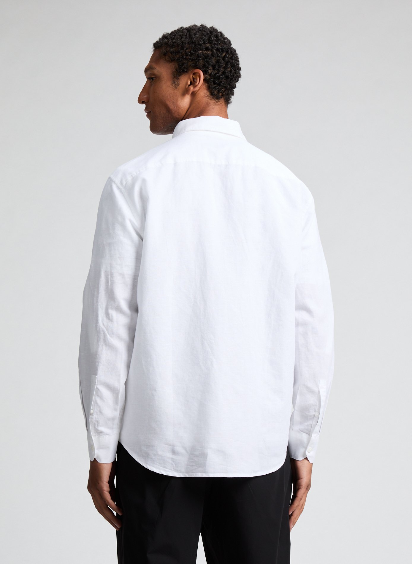 Chemise droit en coton et lin Blanc