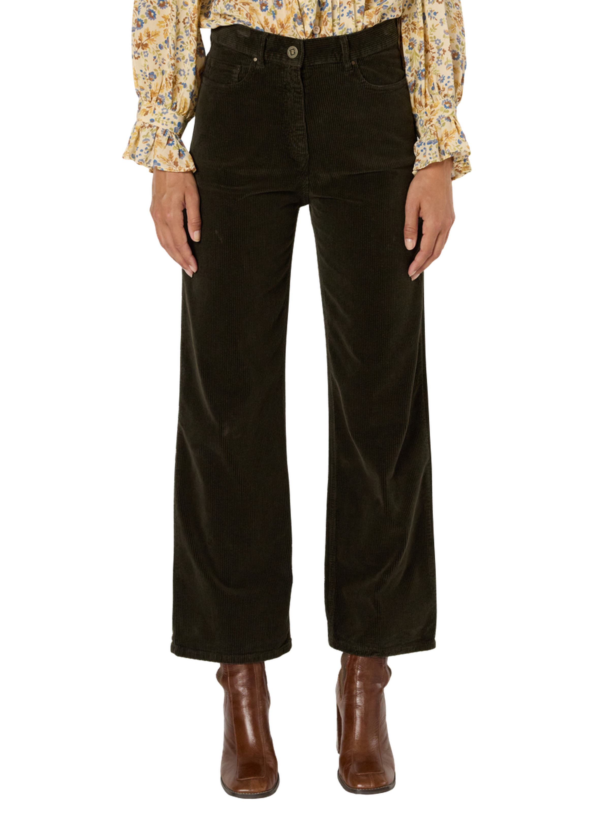 Pantalon droit en velours à côtes - celeste  Kaki moyen