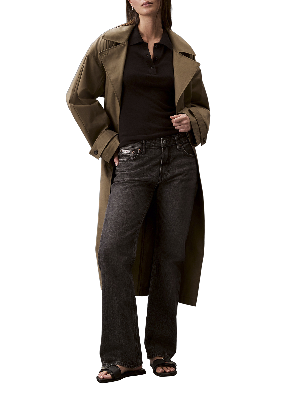 Polo côtelé à manches courtes CALVIN KLEIN Noir