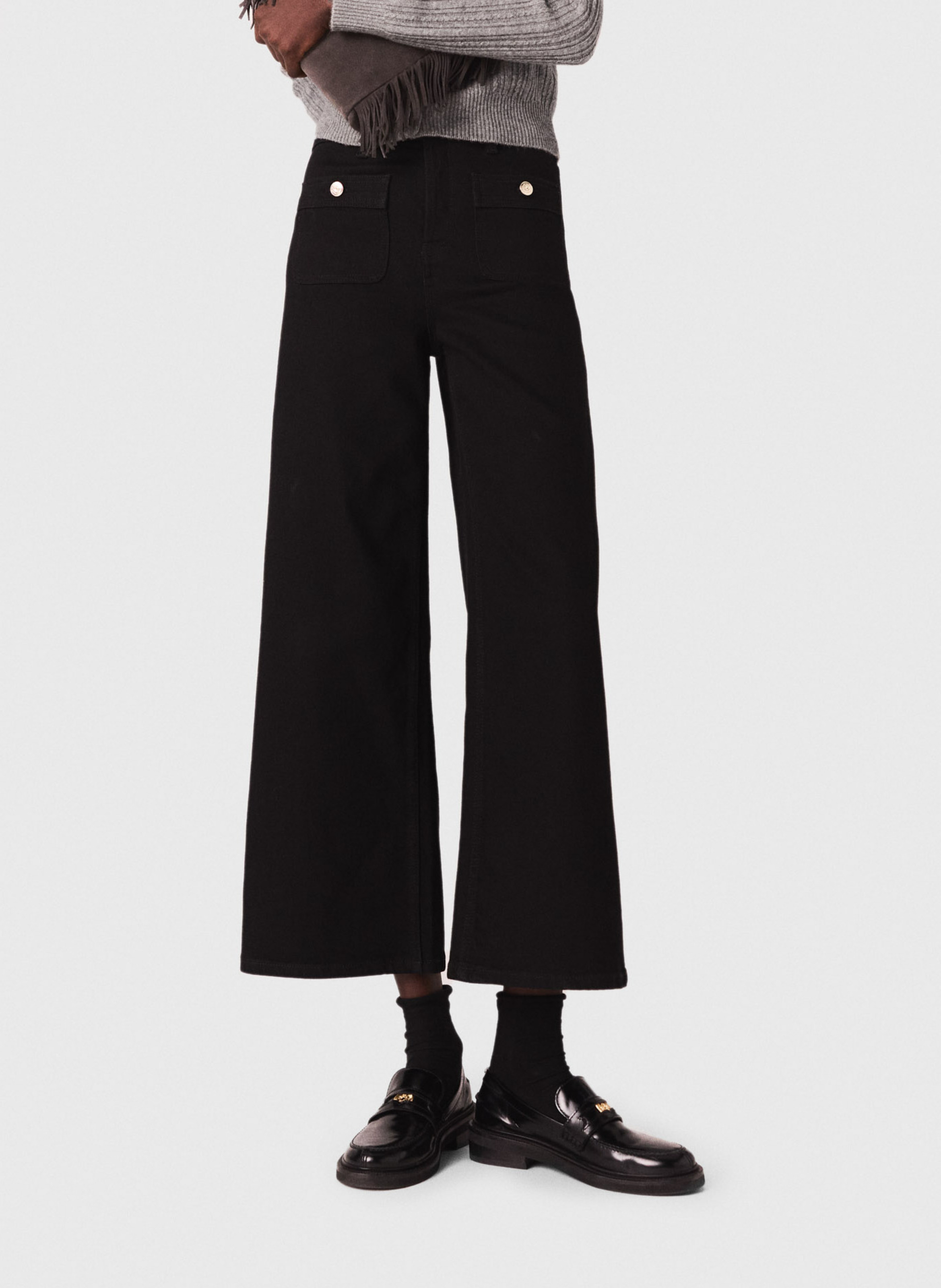 Jean large en coton mélangé MAJE Noir