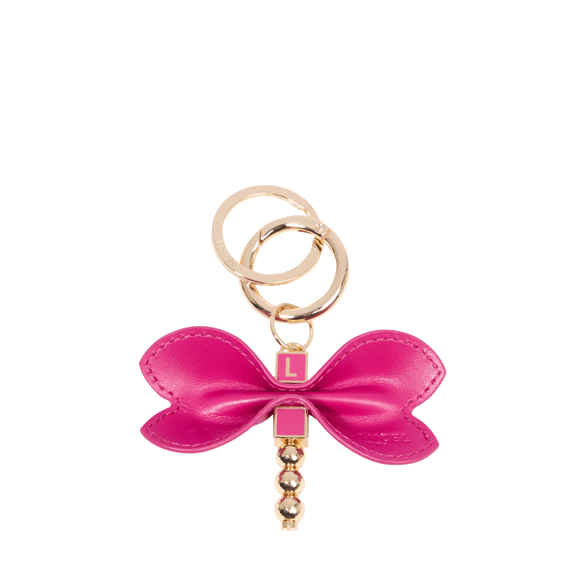 Porte-clés libellule jungle de lancel en métal  Rose