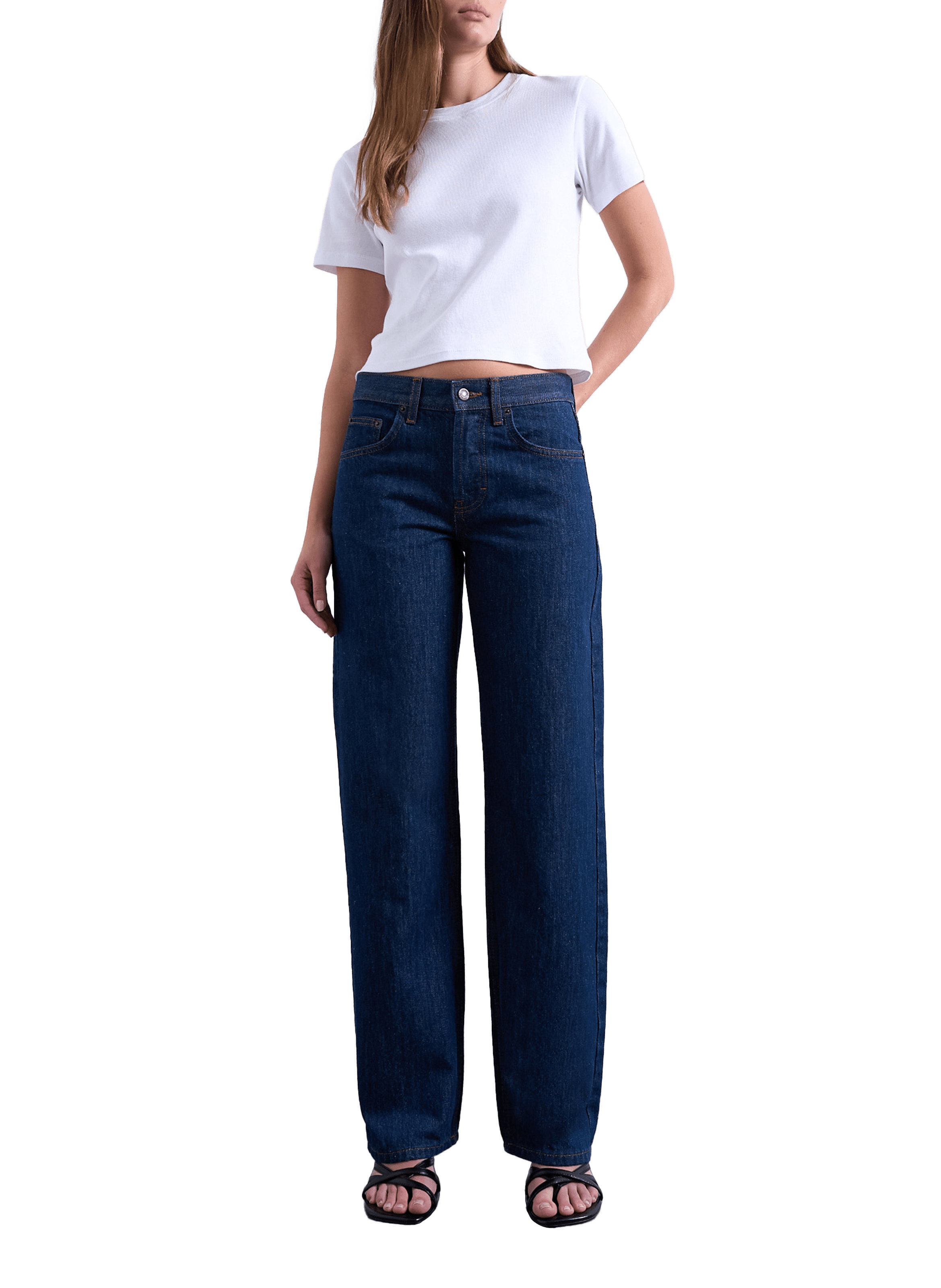 Straight-cut cotton jeans TOPSHOP Blue