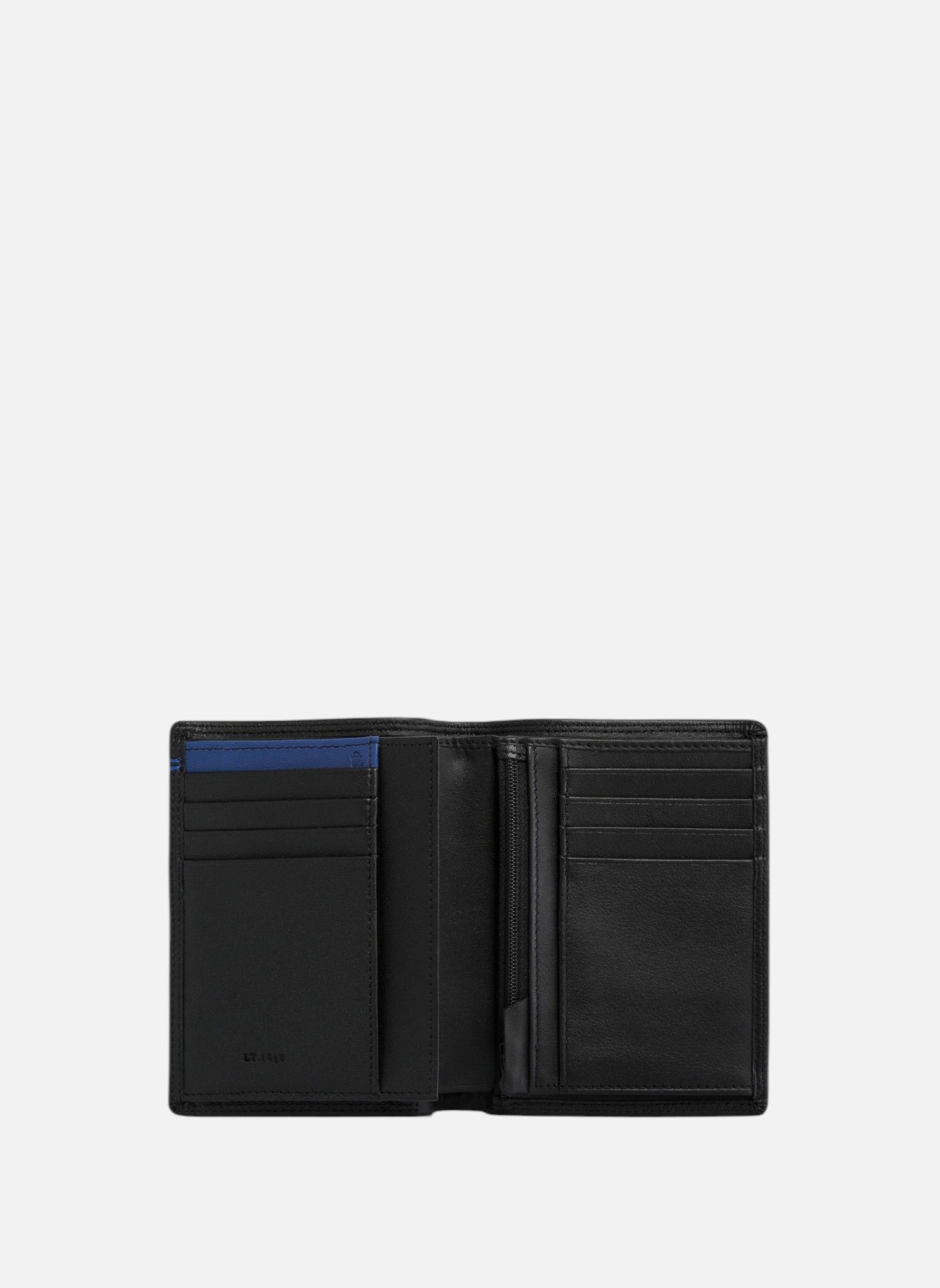 Portefeuille vertical moyen modèle zippé 2 volets martin en cuir lisse LE TANNEUR Noir