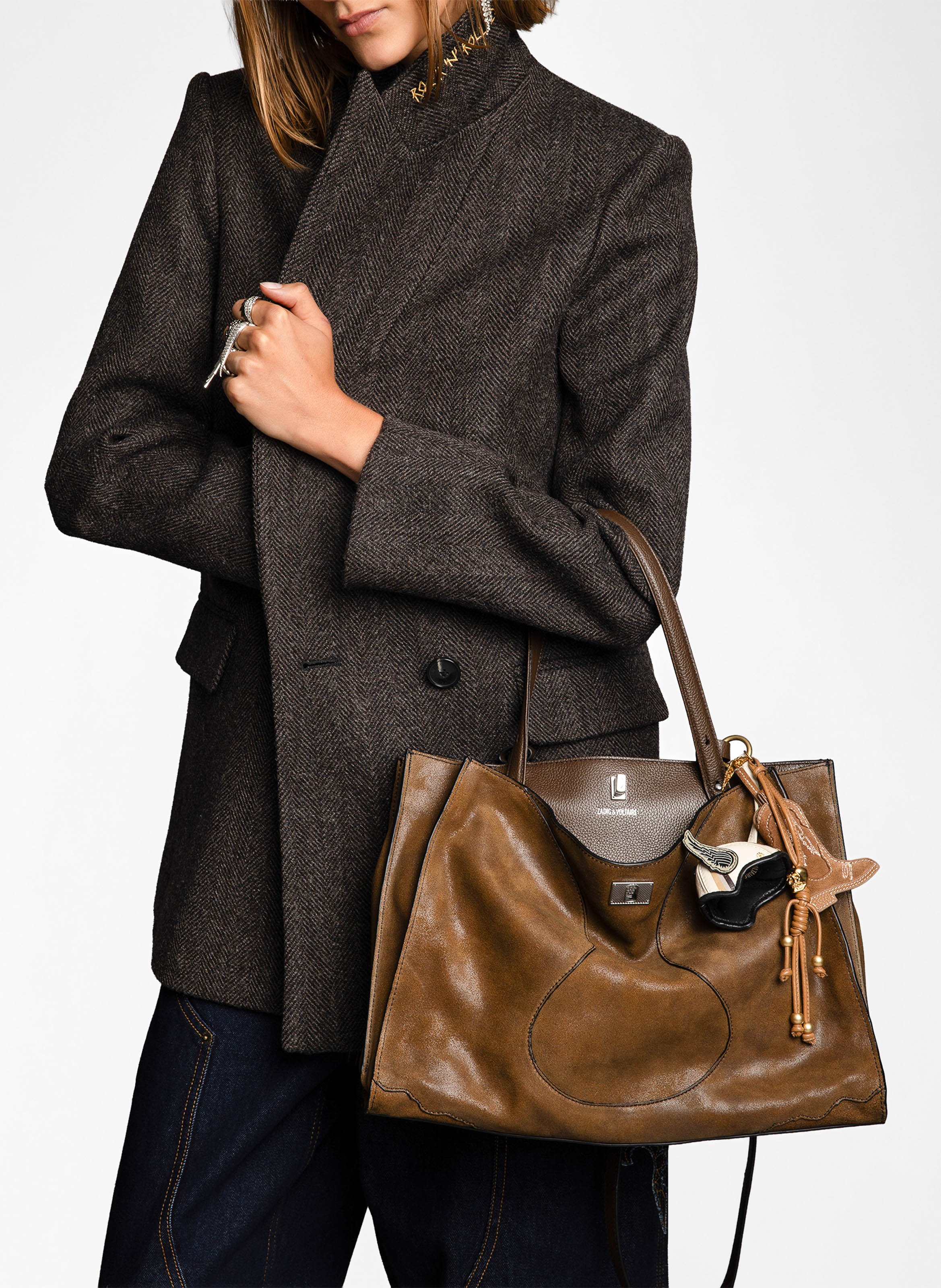 Sac cabas rectangle en cuir suédé jack ZADIG&VOLTAIRE Marron