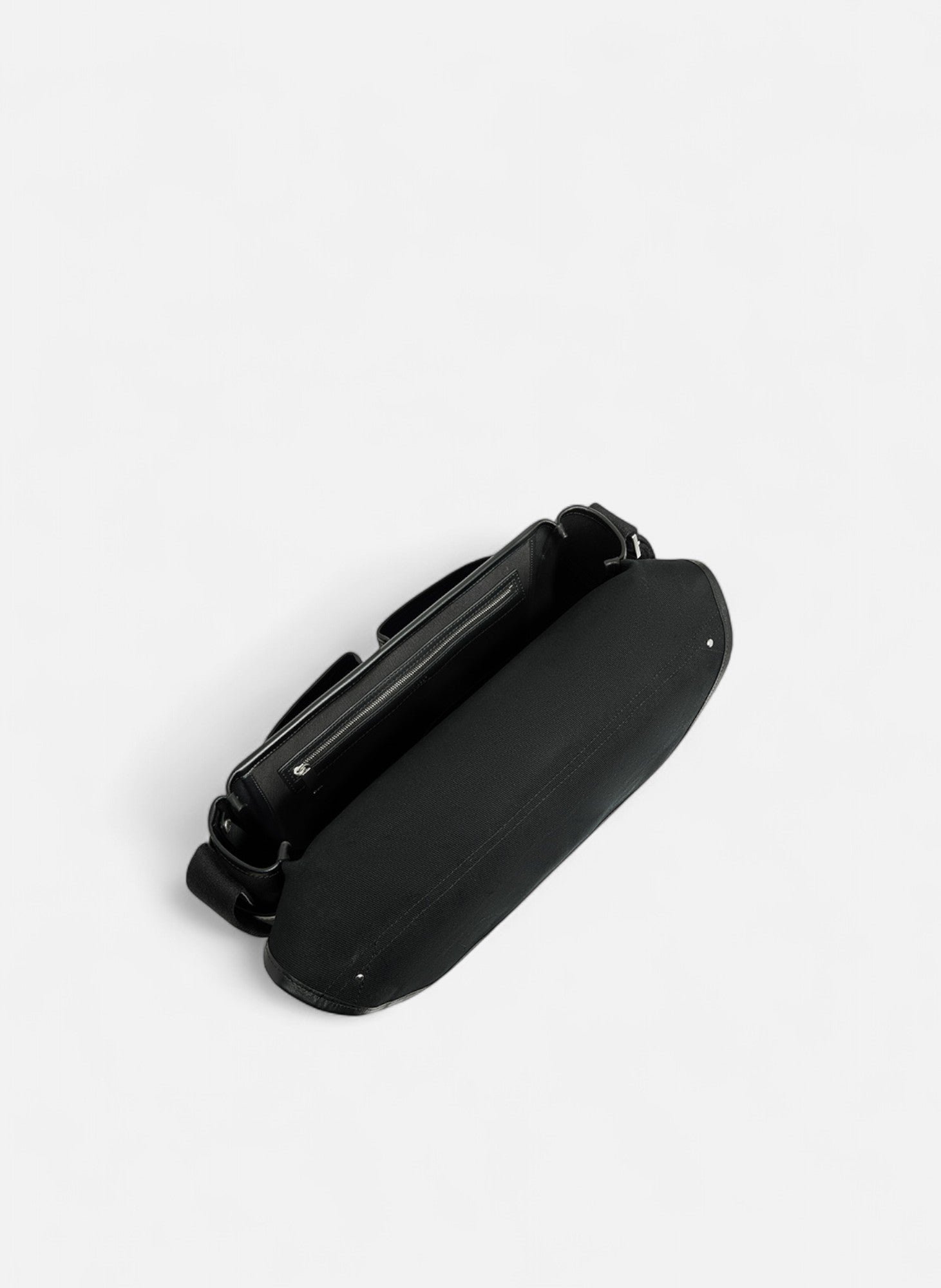 Sac bandoulière moyen modèle solveig en toile coton et cuir lisse LE TANNEUR Noir