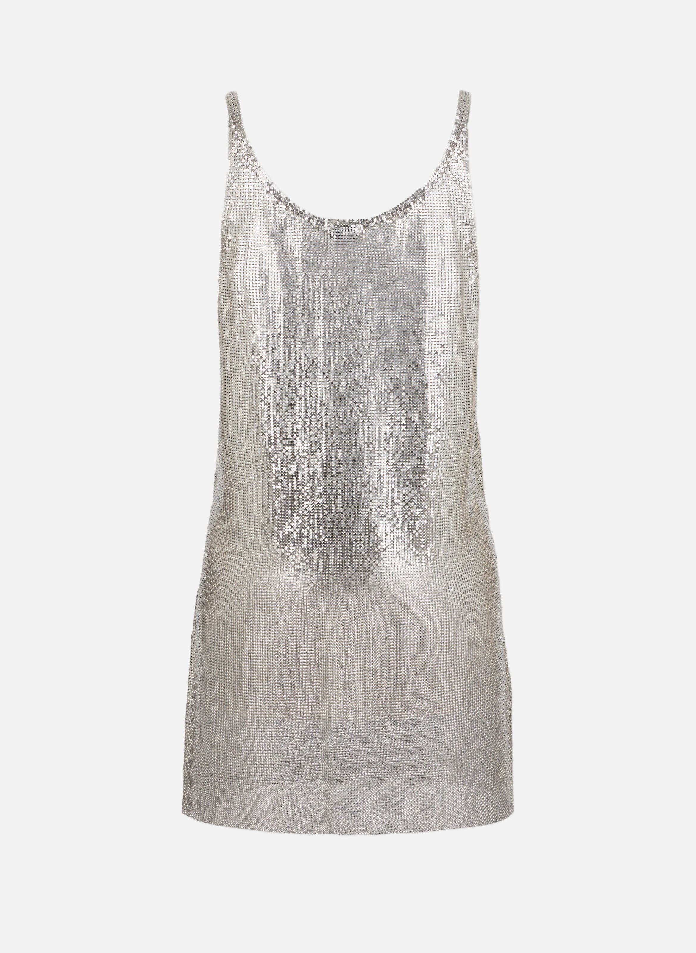 Mini-robe débardeur en mesh RABANNE Argent