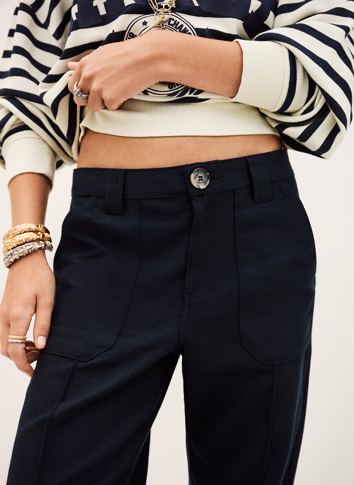 Pantalon droit en coton leev BA&SH Bleu