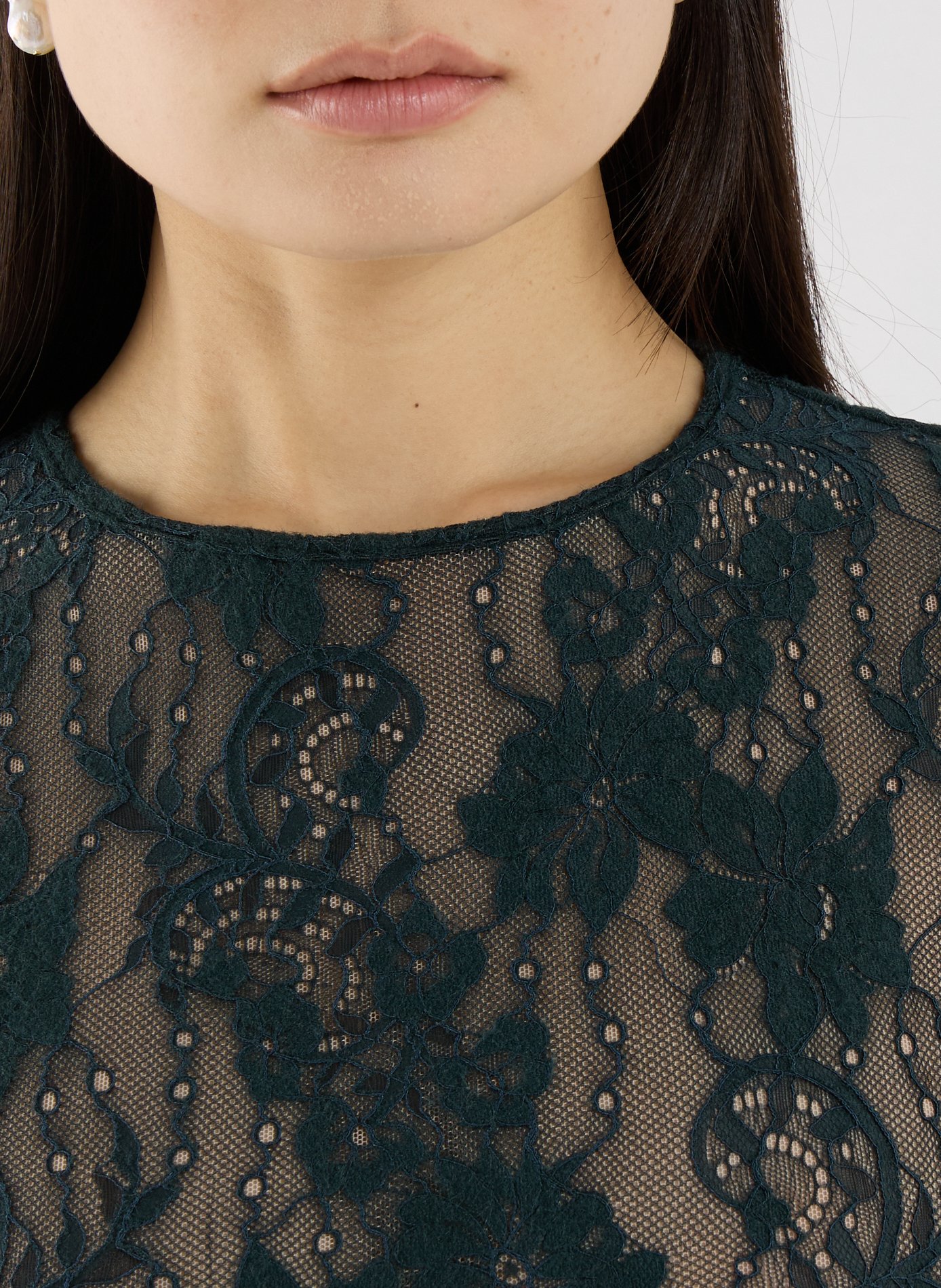 Long-sleeved lace bodysuit ZIMMERMANN Green