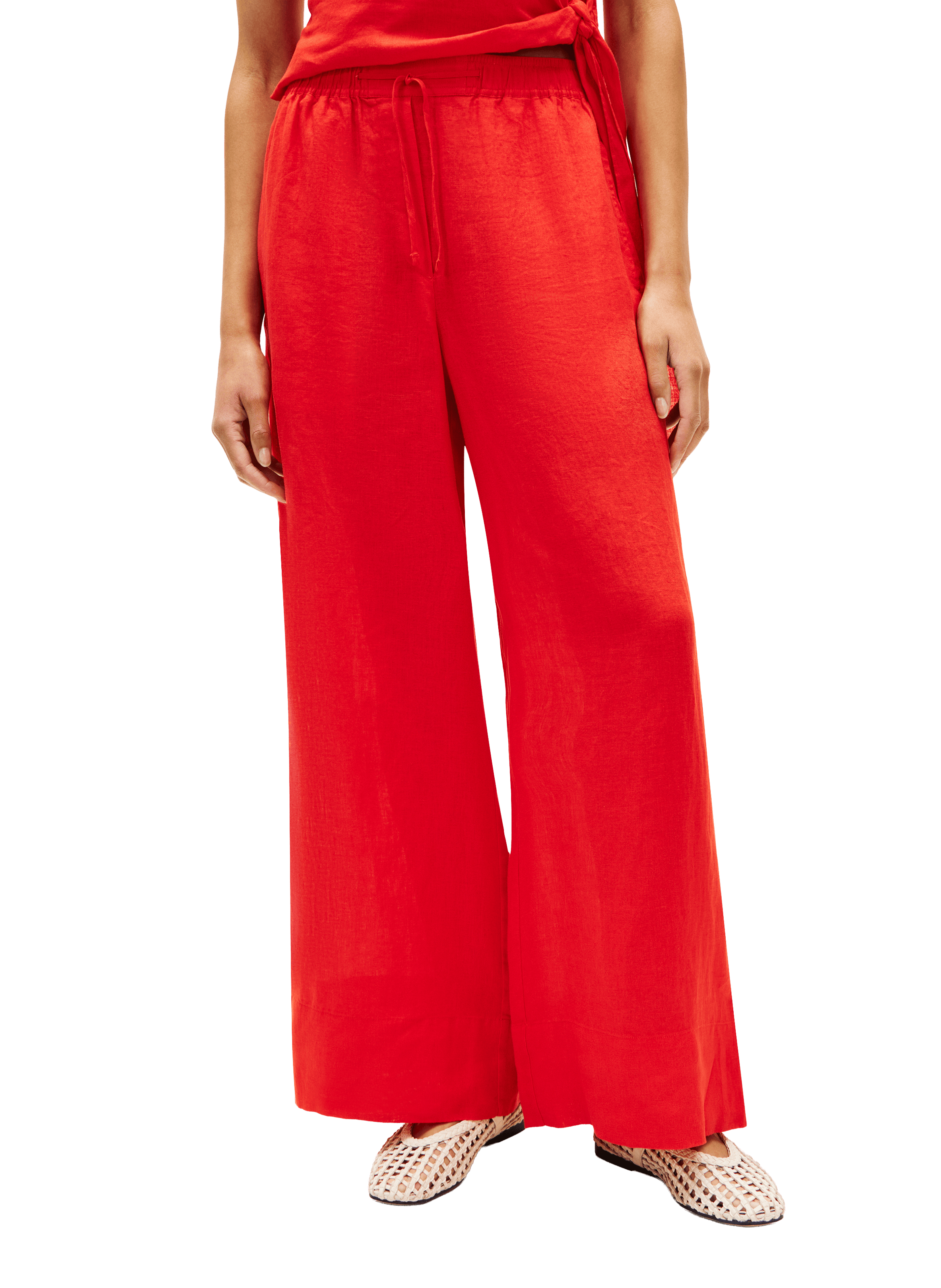 Pantalon ample imprimé en lin TOMMY HILFIGER Rouge