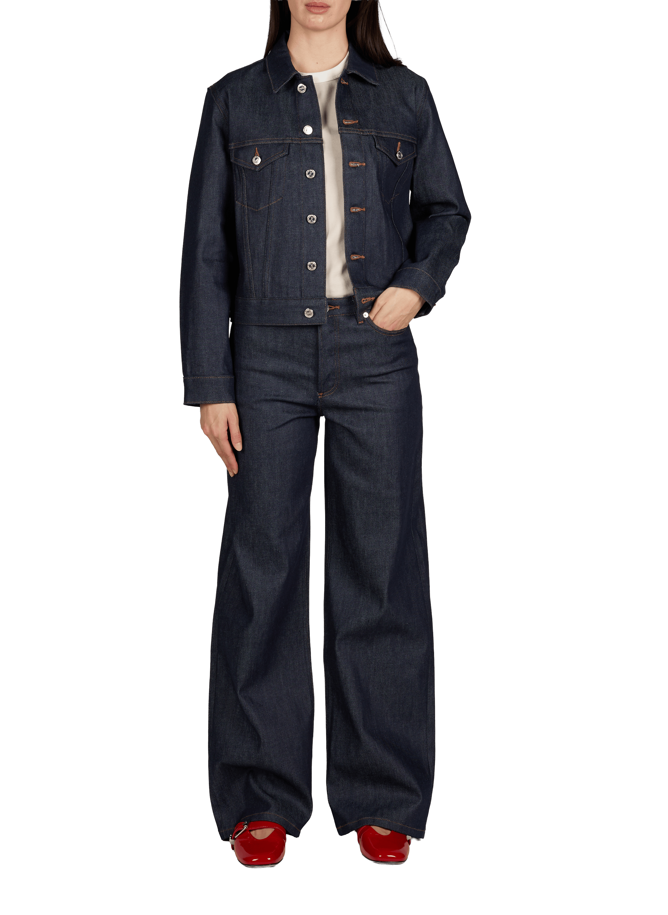 Cropped denim jacket in blended cotton A.P.C. Blue