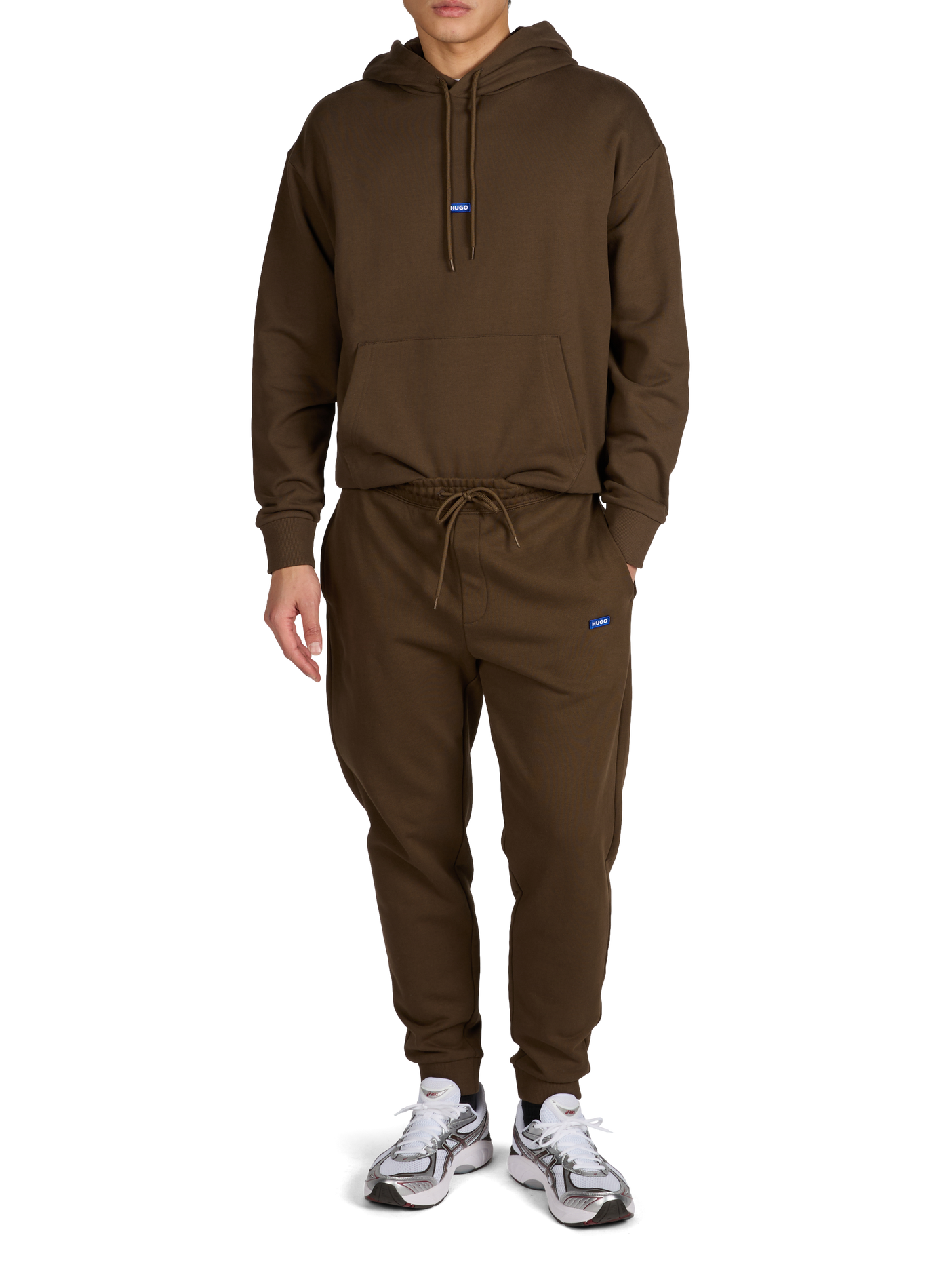 Oversized cotton hoodie HUGO BLUE Brown
