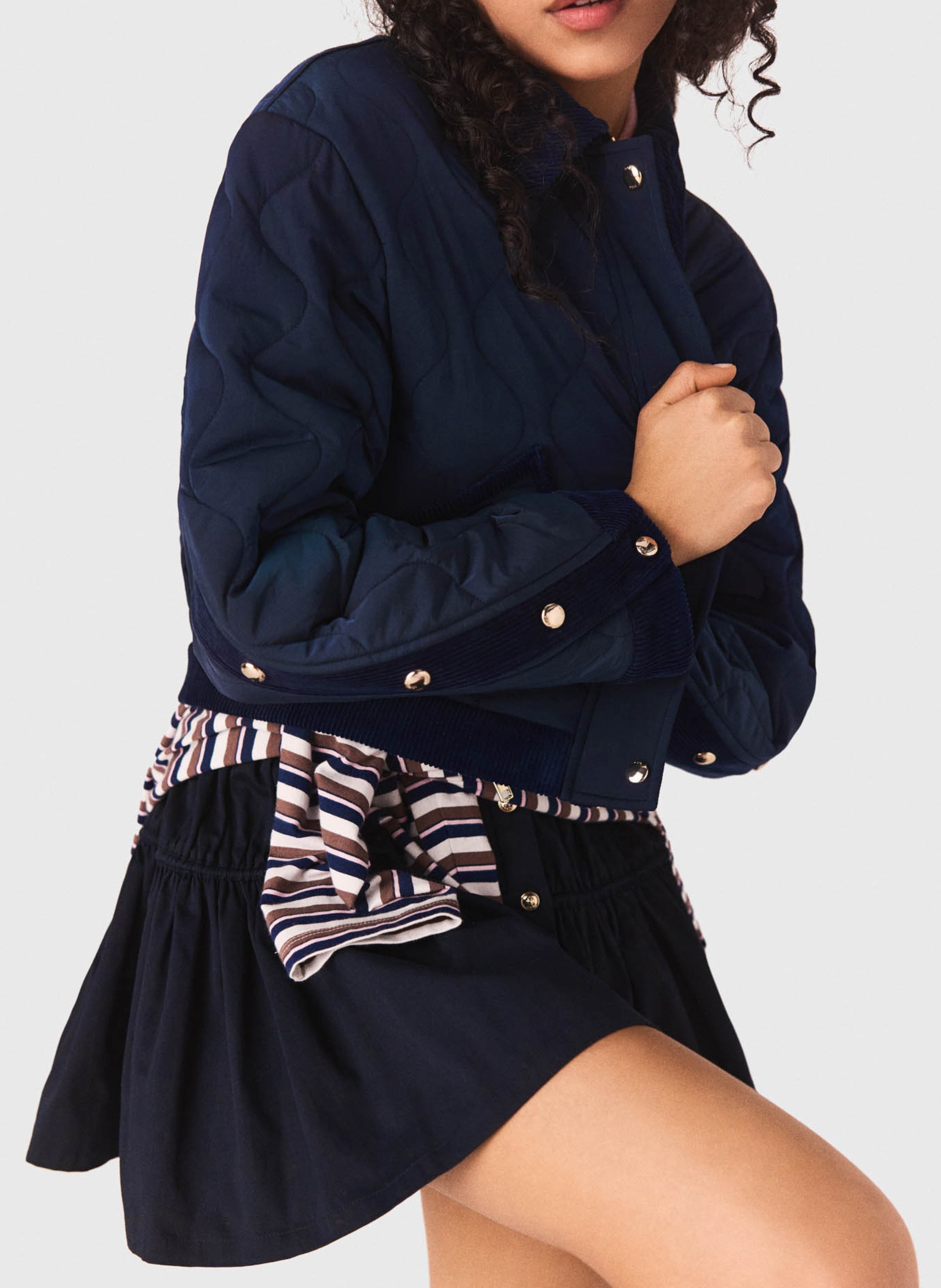 Veste matelassée à détails velours MAJE Bleu