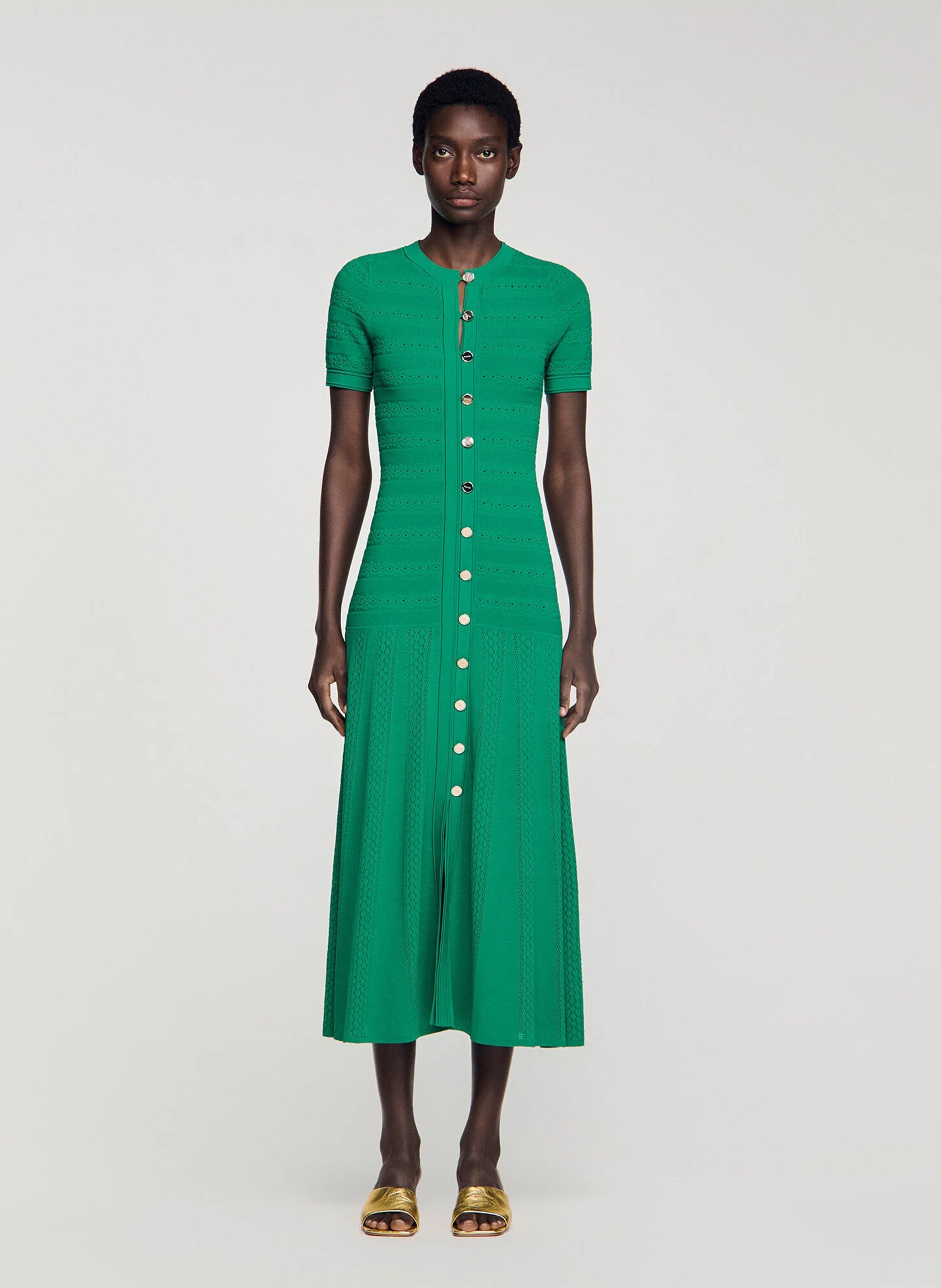 Robe longue col rond SANDRO Vert