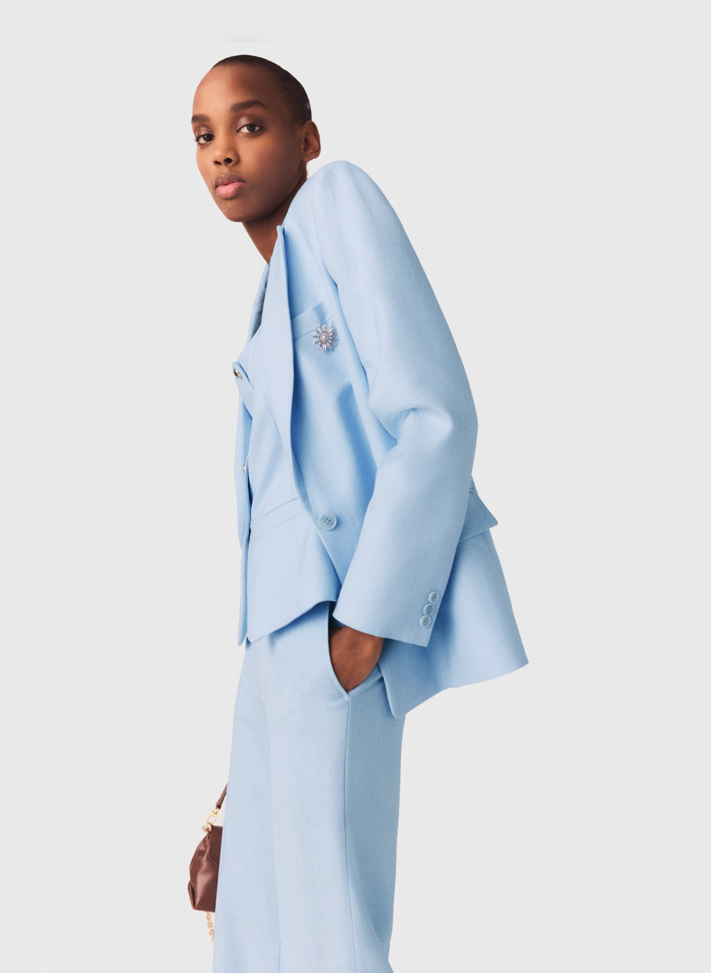 Veste de tailleur droite unie MAJE Bleu