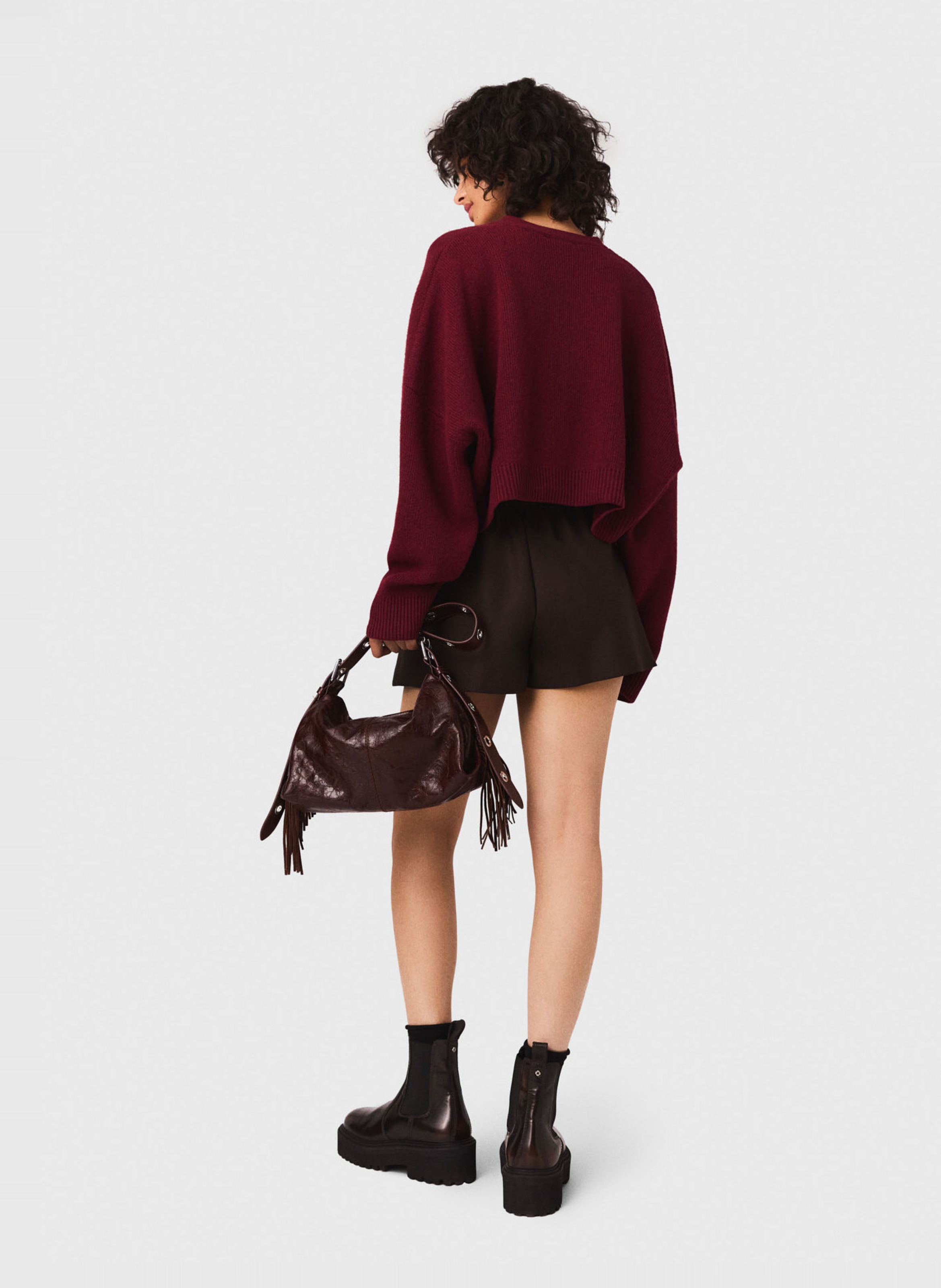 Mini jupe short MAJE Marron