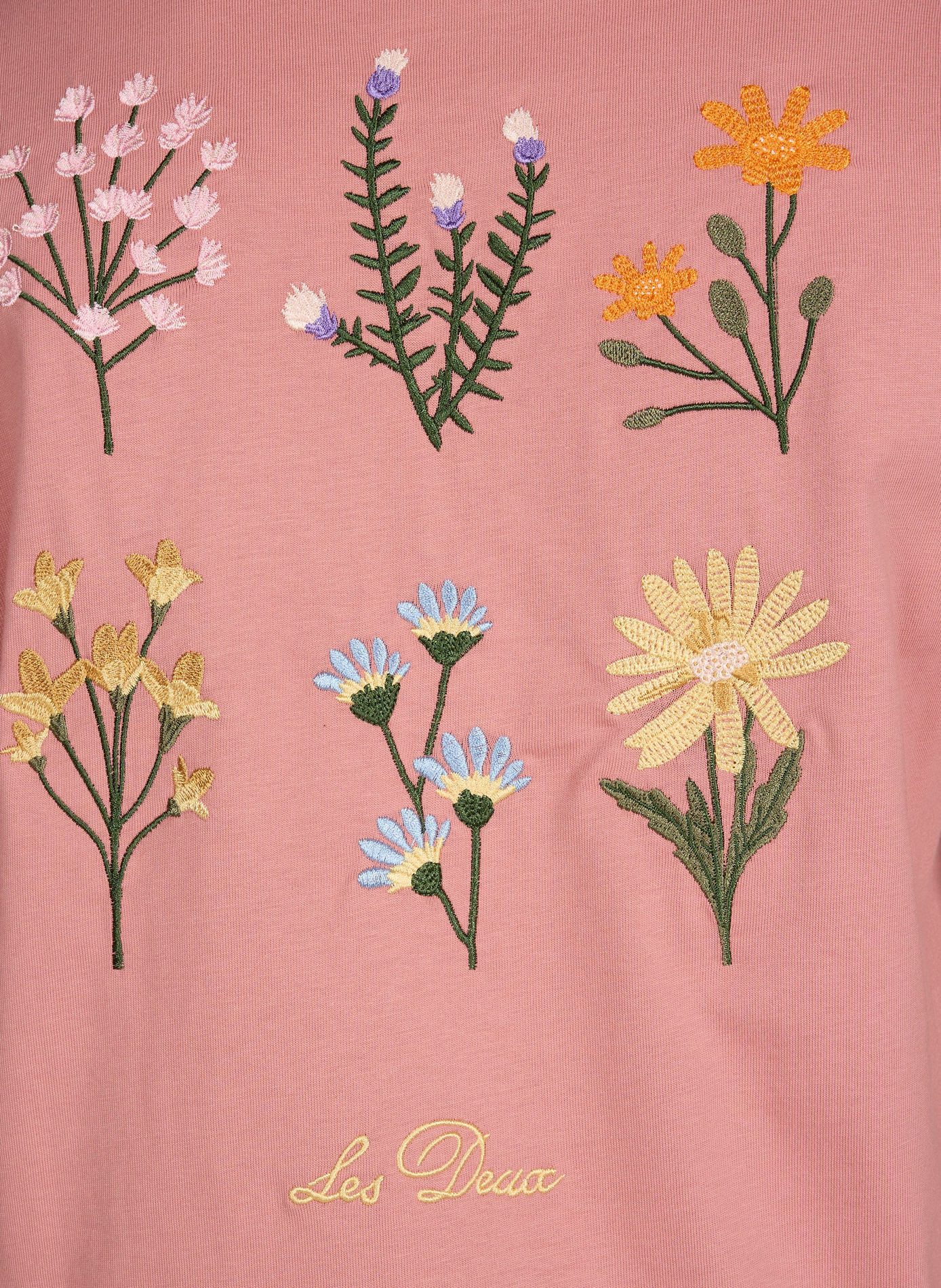 T-shirt brodé Wild Flower en coton LES DEUX Rose