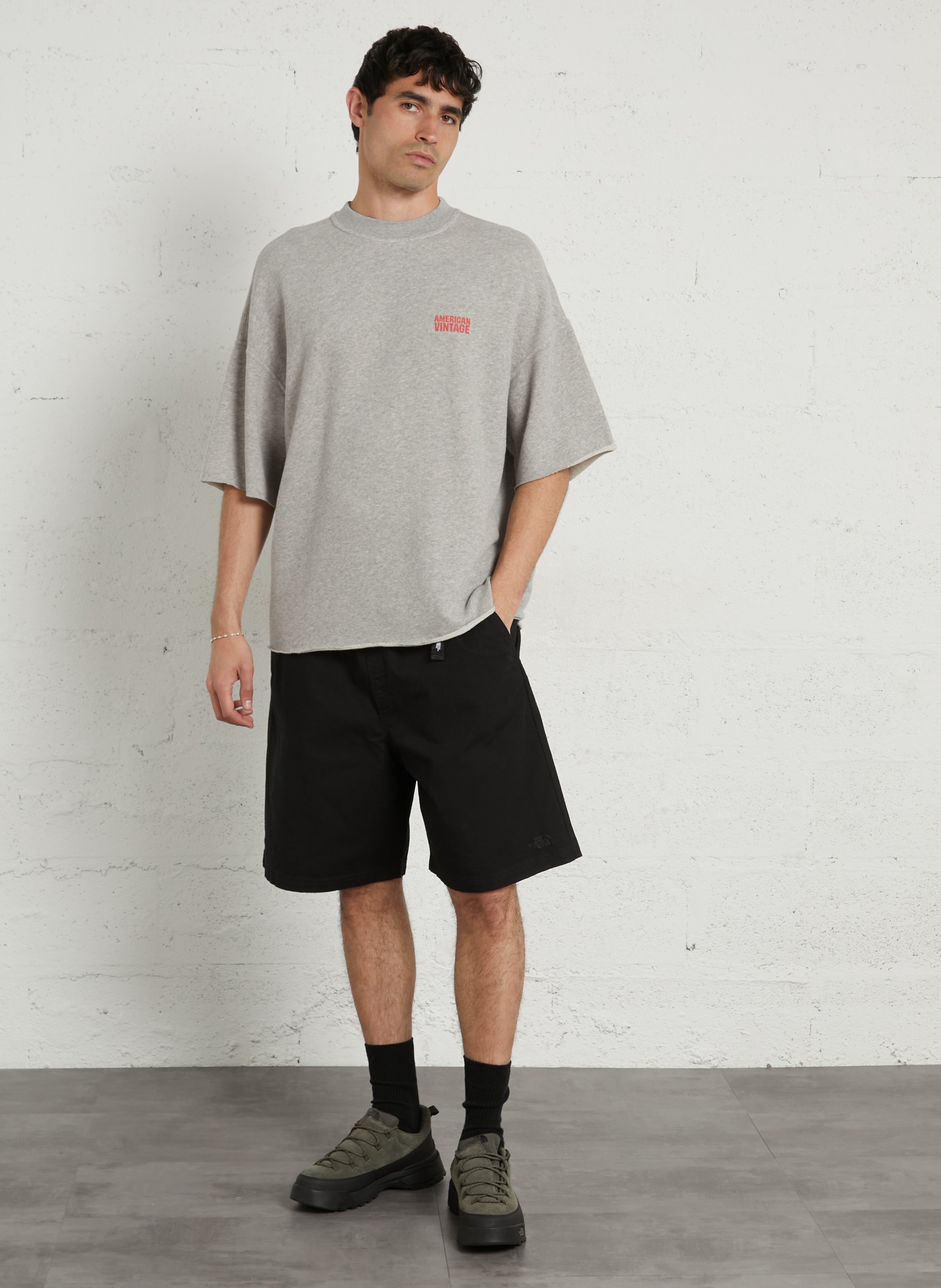 Tee-shirt col rond en coton nyzzow AMERICAN VINTAGE Gris