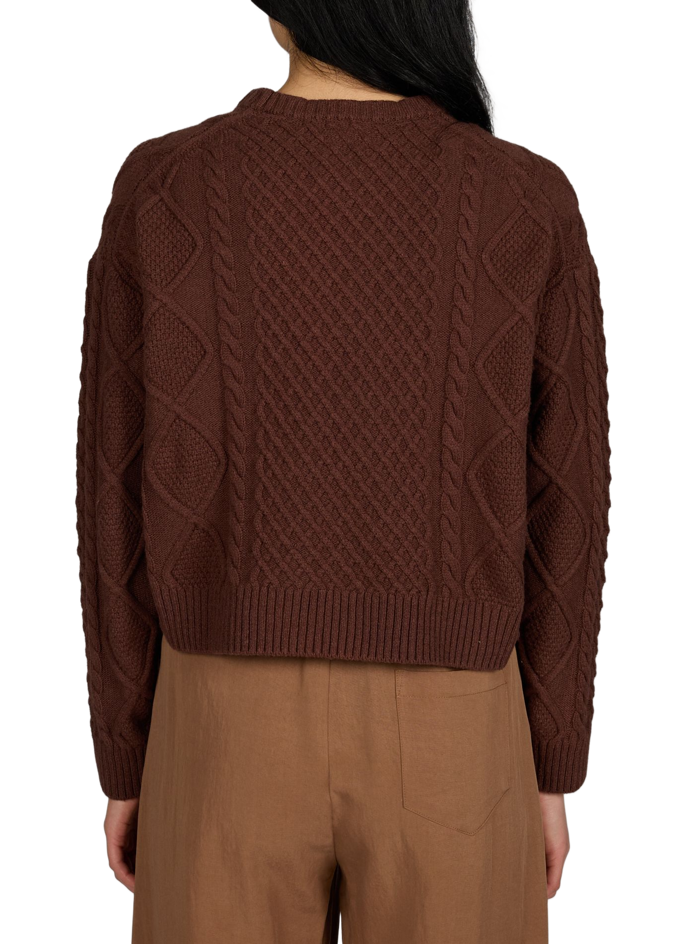 Straight fit cotton blend sweater GUESS Brown
