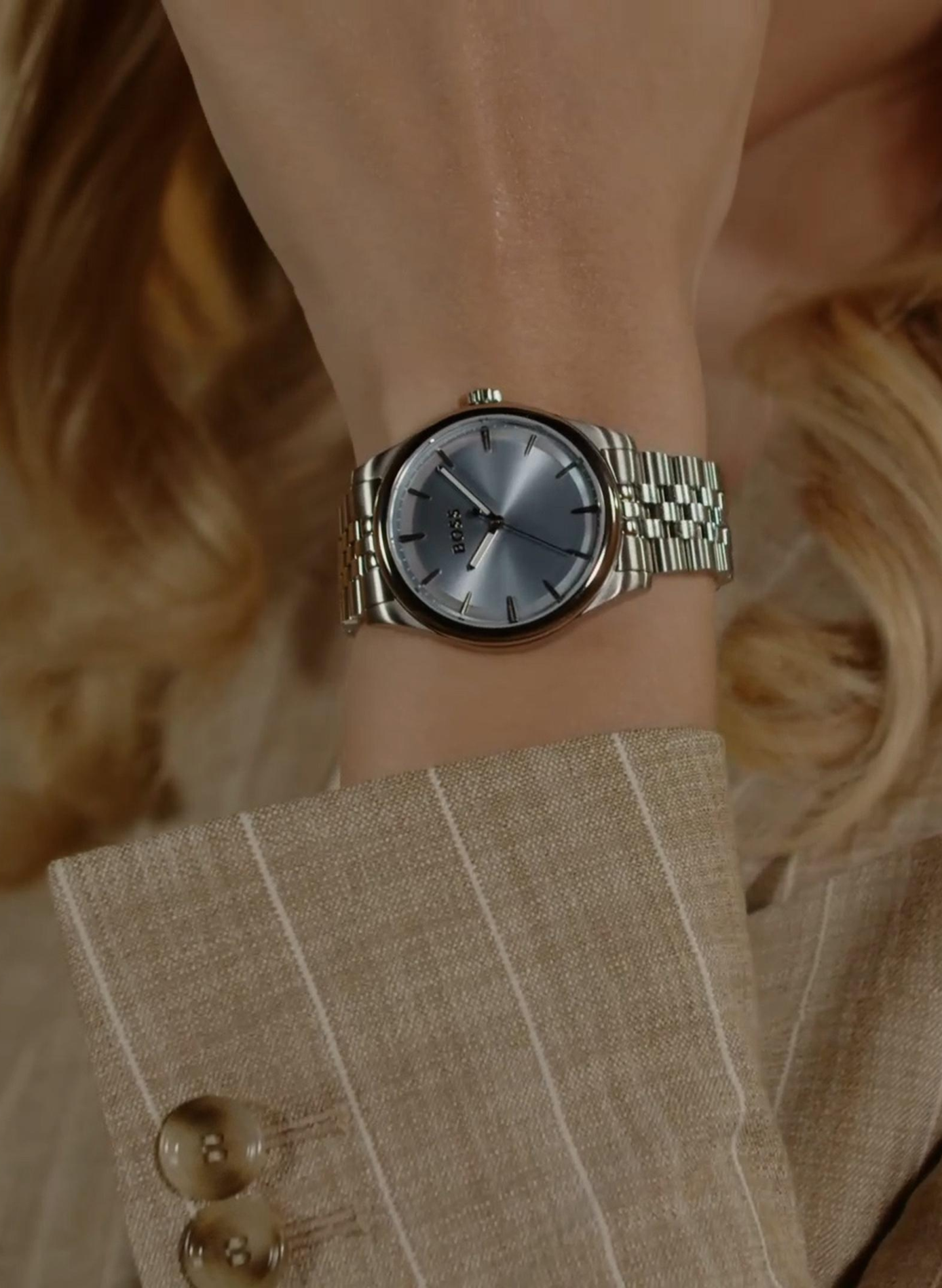 Montre quartz Graceful en acier inoxydable BOSS MONTRES Bleu