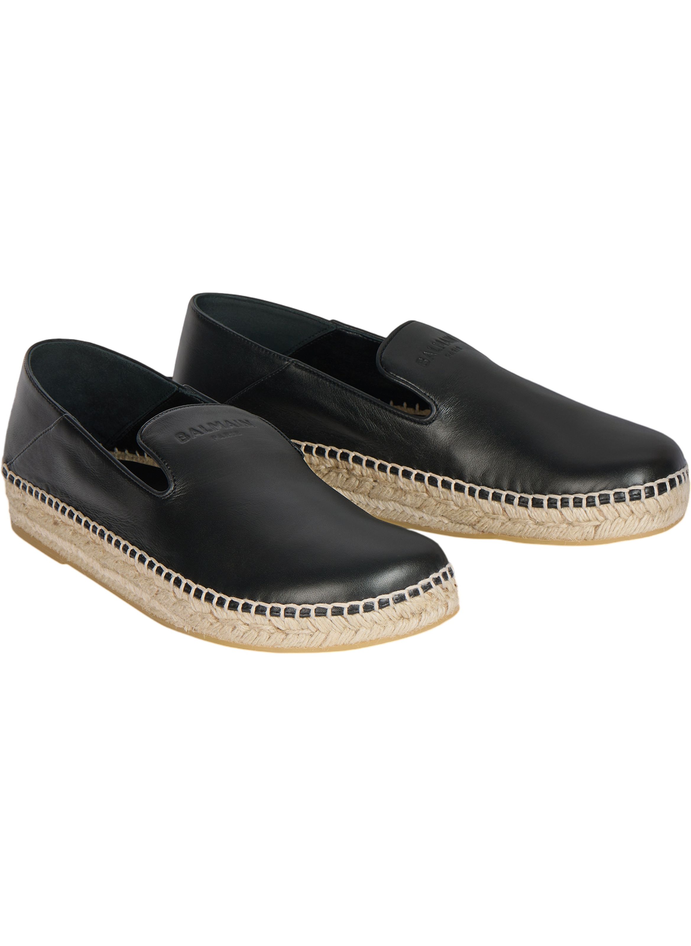 Espadrilles en cuir lisse BALMAIN Noir