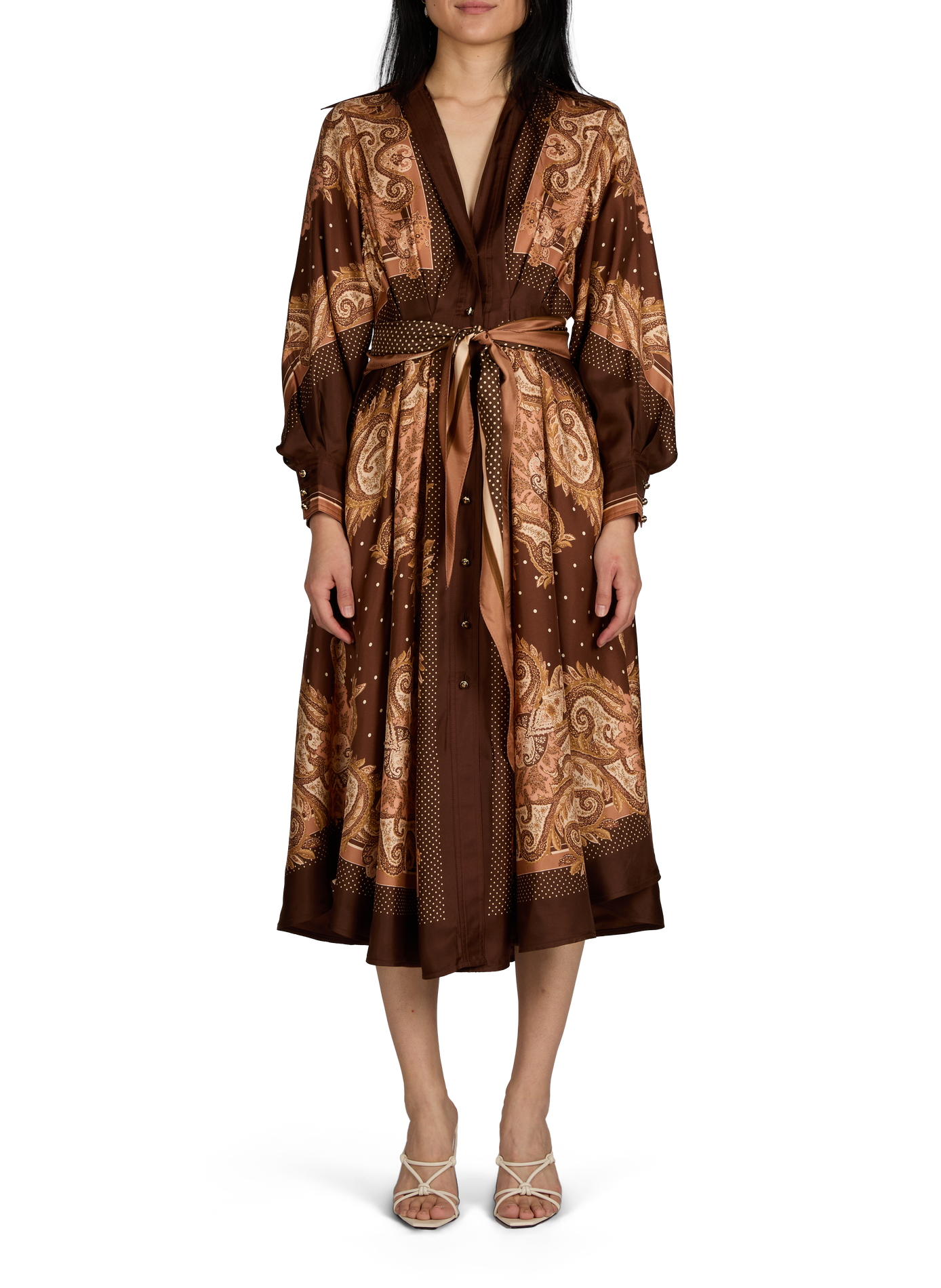 Silk Luna shirt dress ZIMMERMANN Brown
