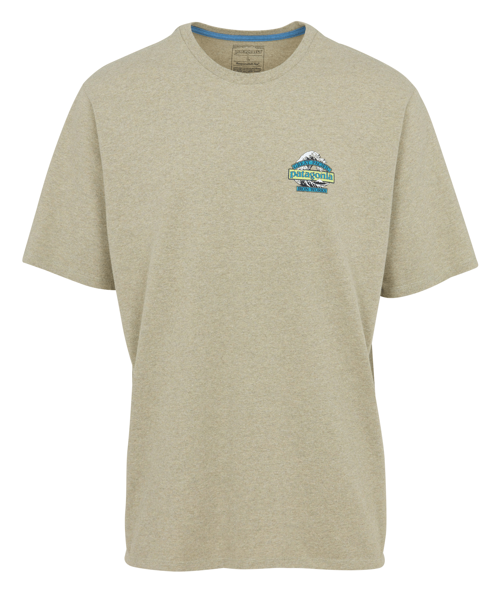 Straight round-neck t-shirt in blended recycled cotton PATAGONIA Beige