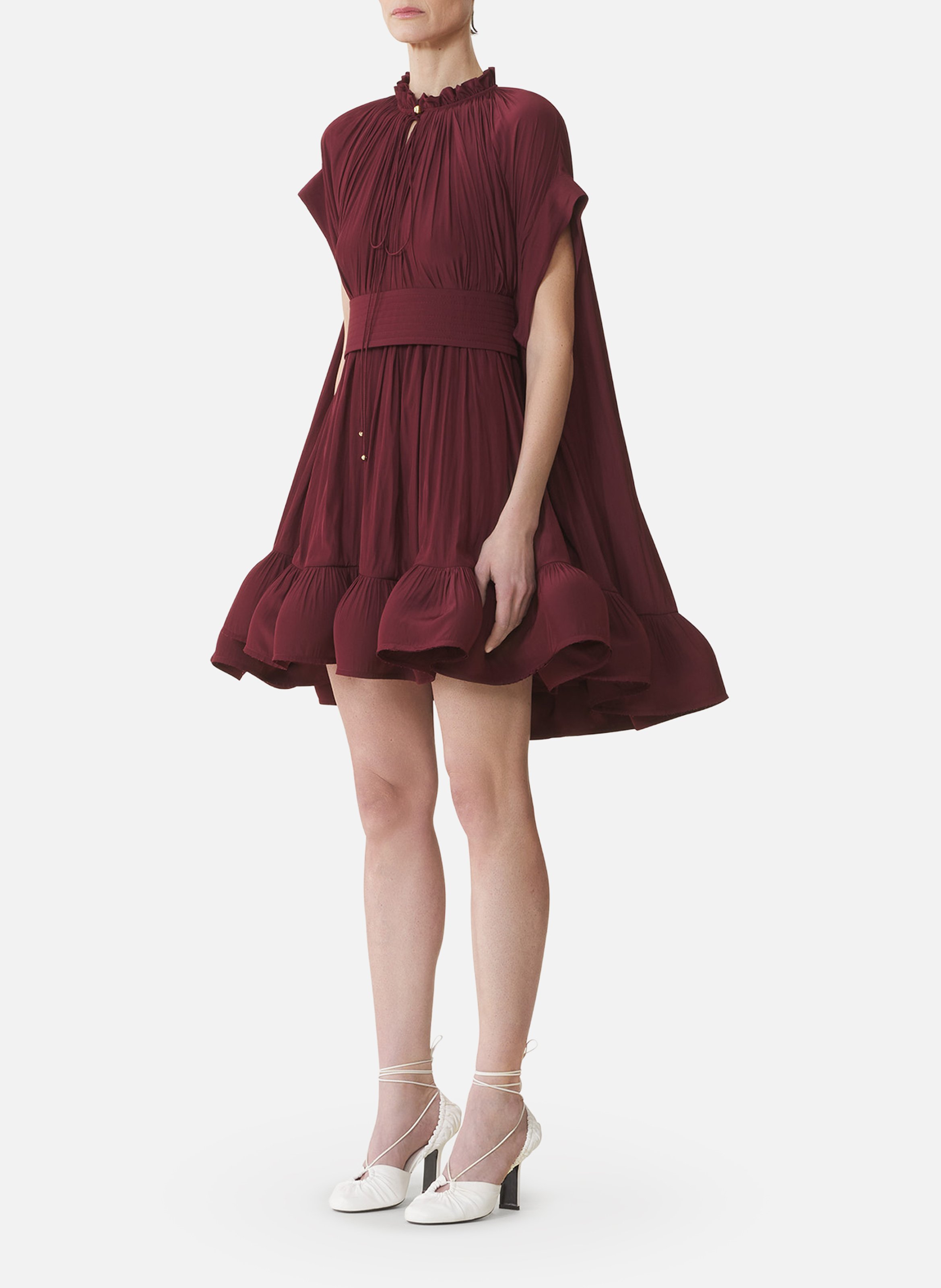 Robe courte en charmeuse LANVIN Rouge