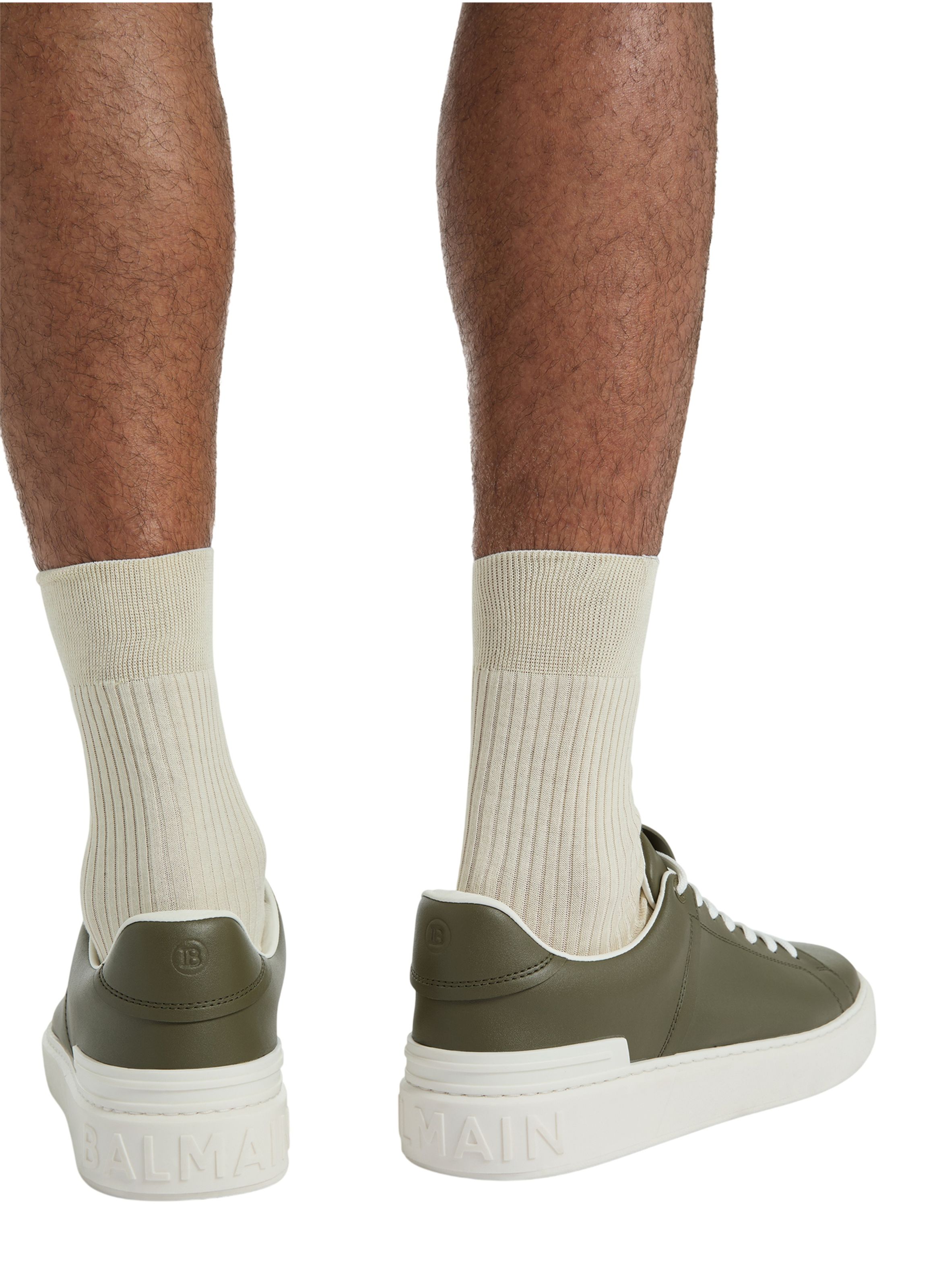 Baskets b-court en cuir de veau BALMAIN Vert