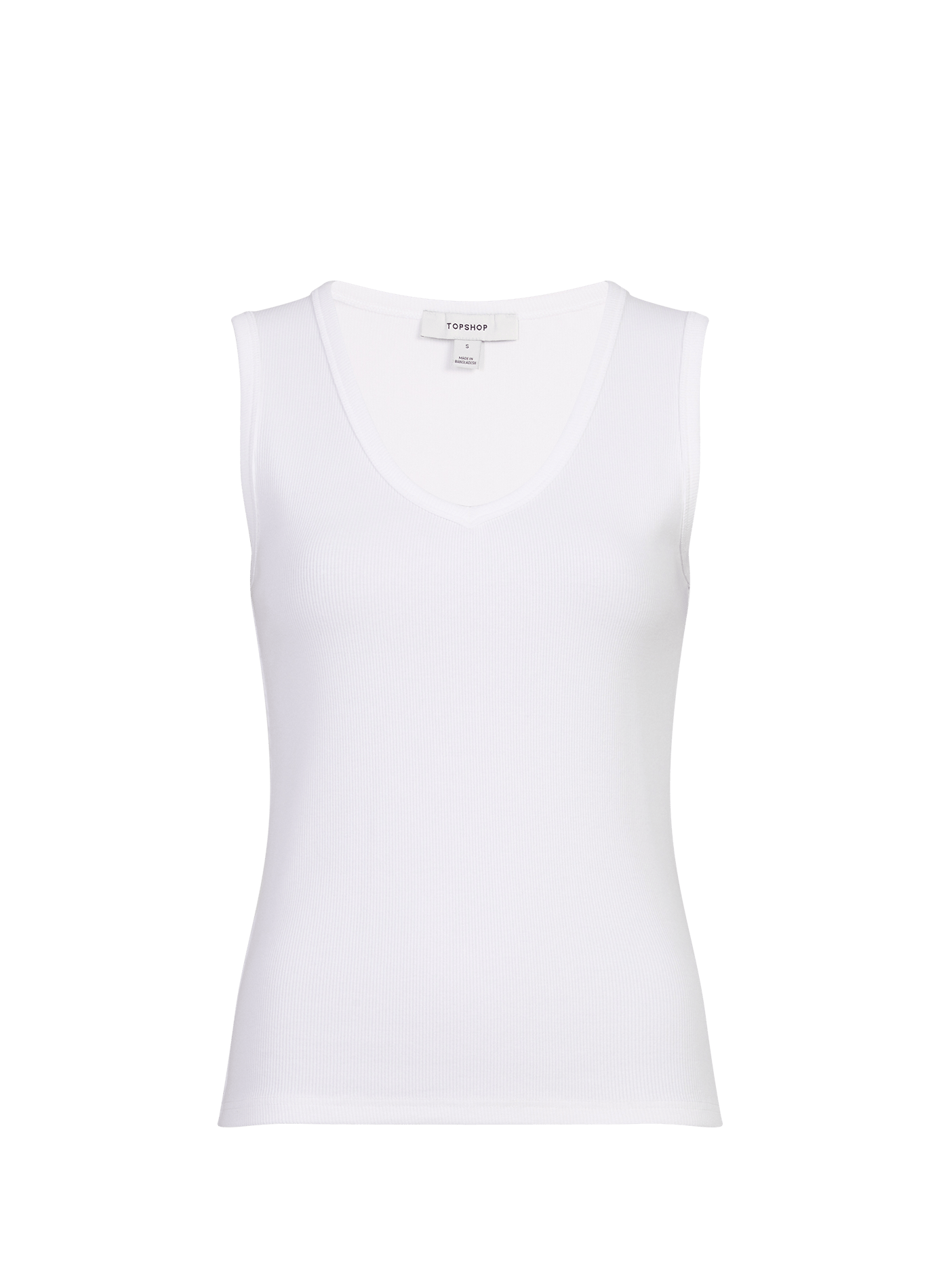 Top Rachel con scollo a V in misto cotone TOPSHOP Bianco