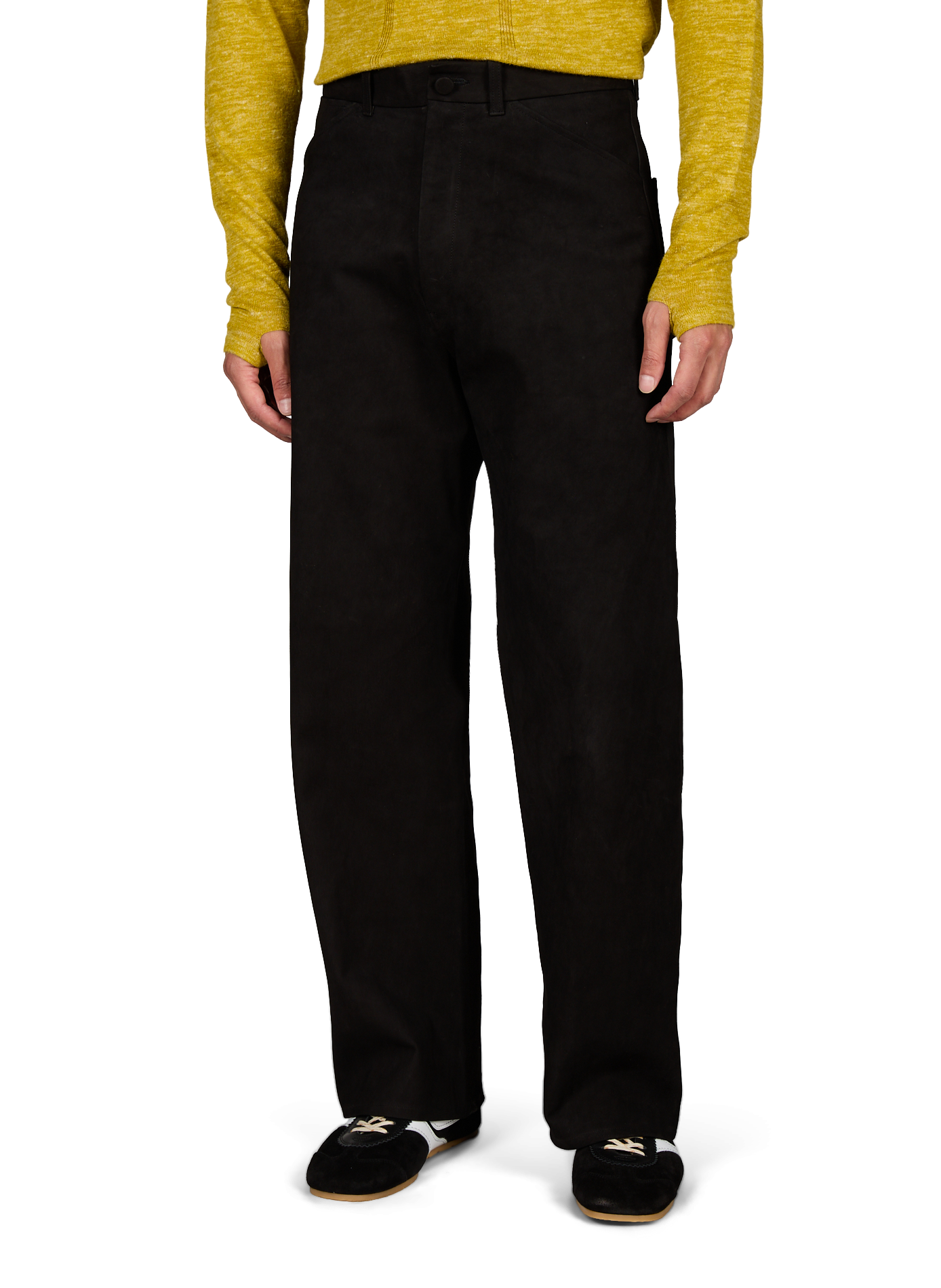 Pants with leather insert OMAR AFRIDI Black