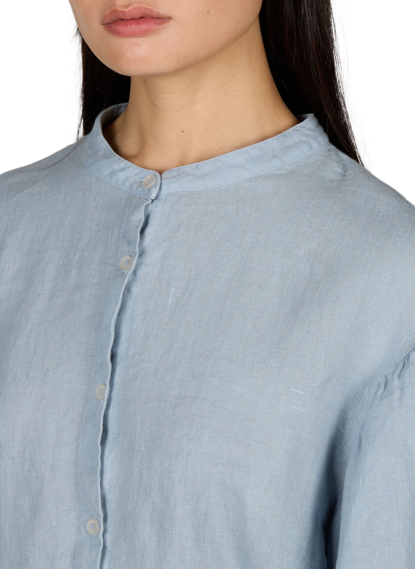 Linen blouse with puff sleeves MR MOOD Blue