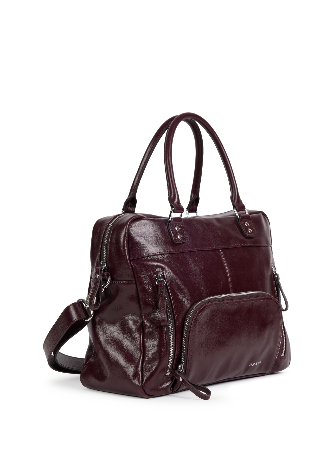 Leather laptop bag NAT & NIN Purple