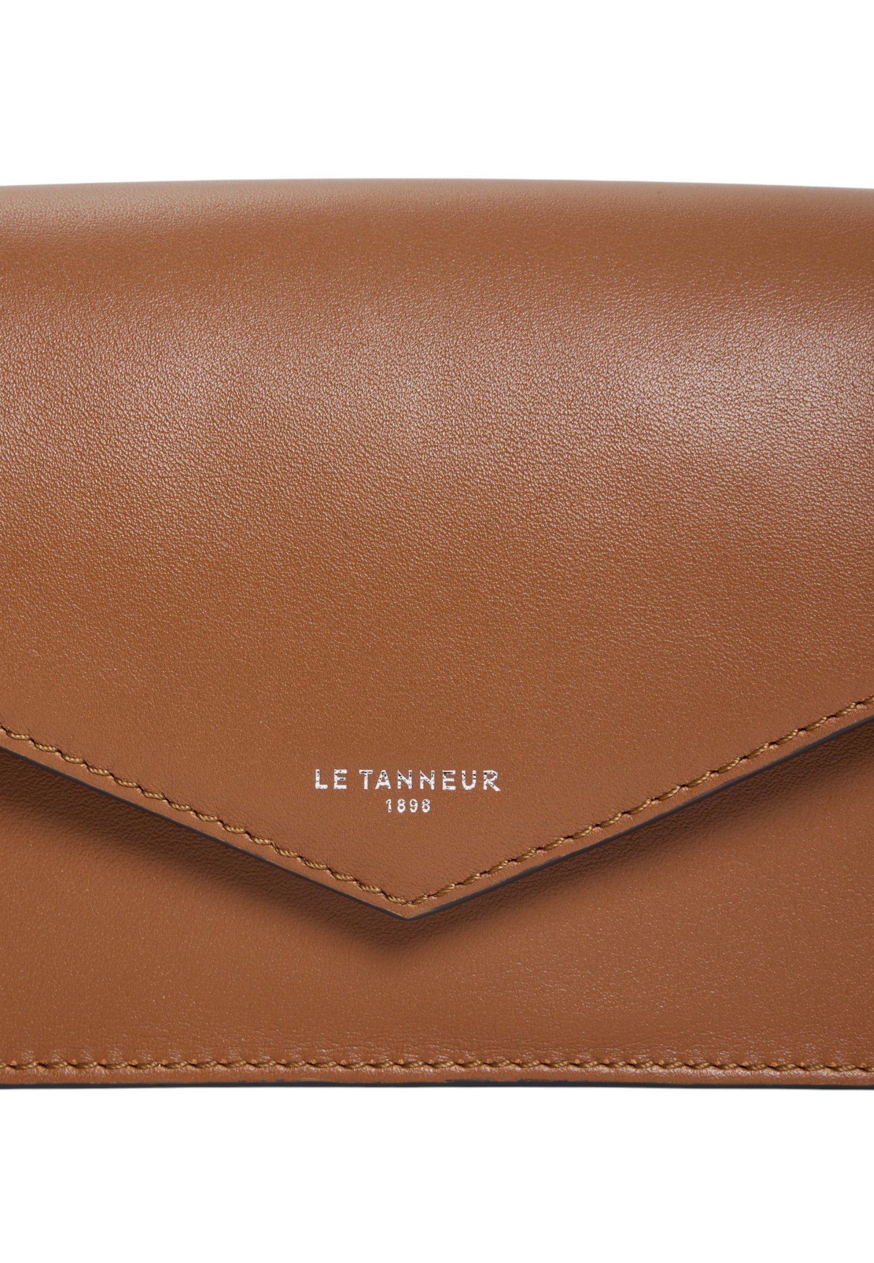 Sac pochette avec bandoulière en cuir lisse LE TANNEUR Marron