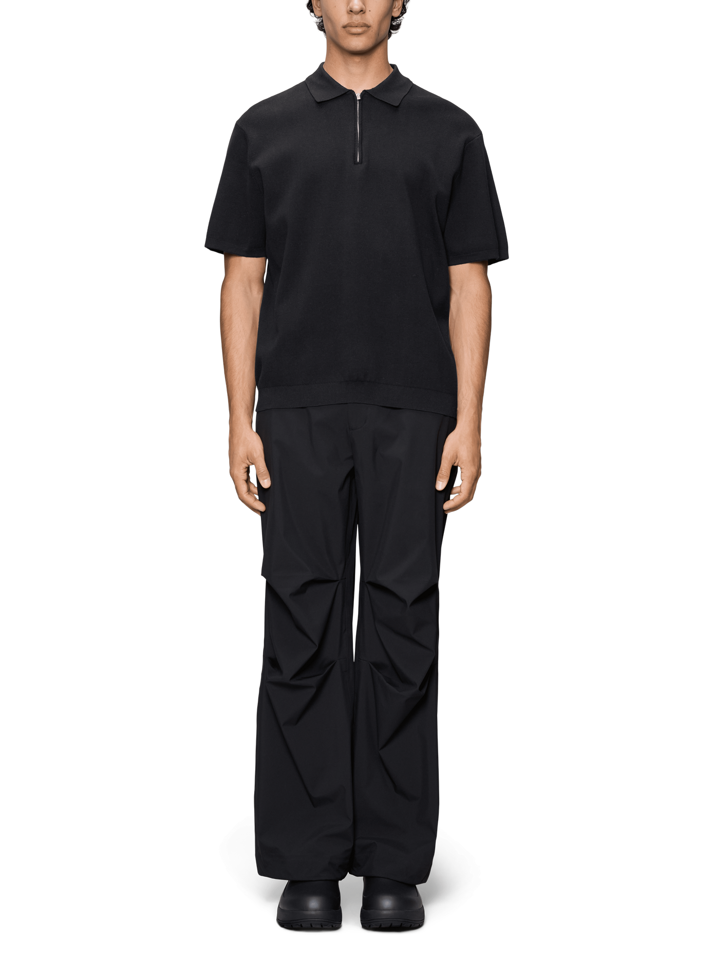Straight fit coton Sleeve polo RAINS Black