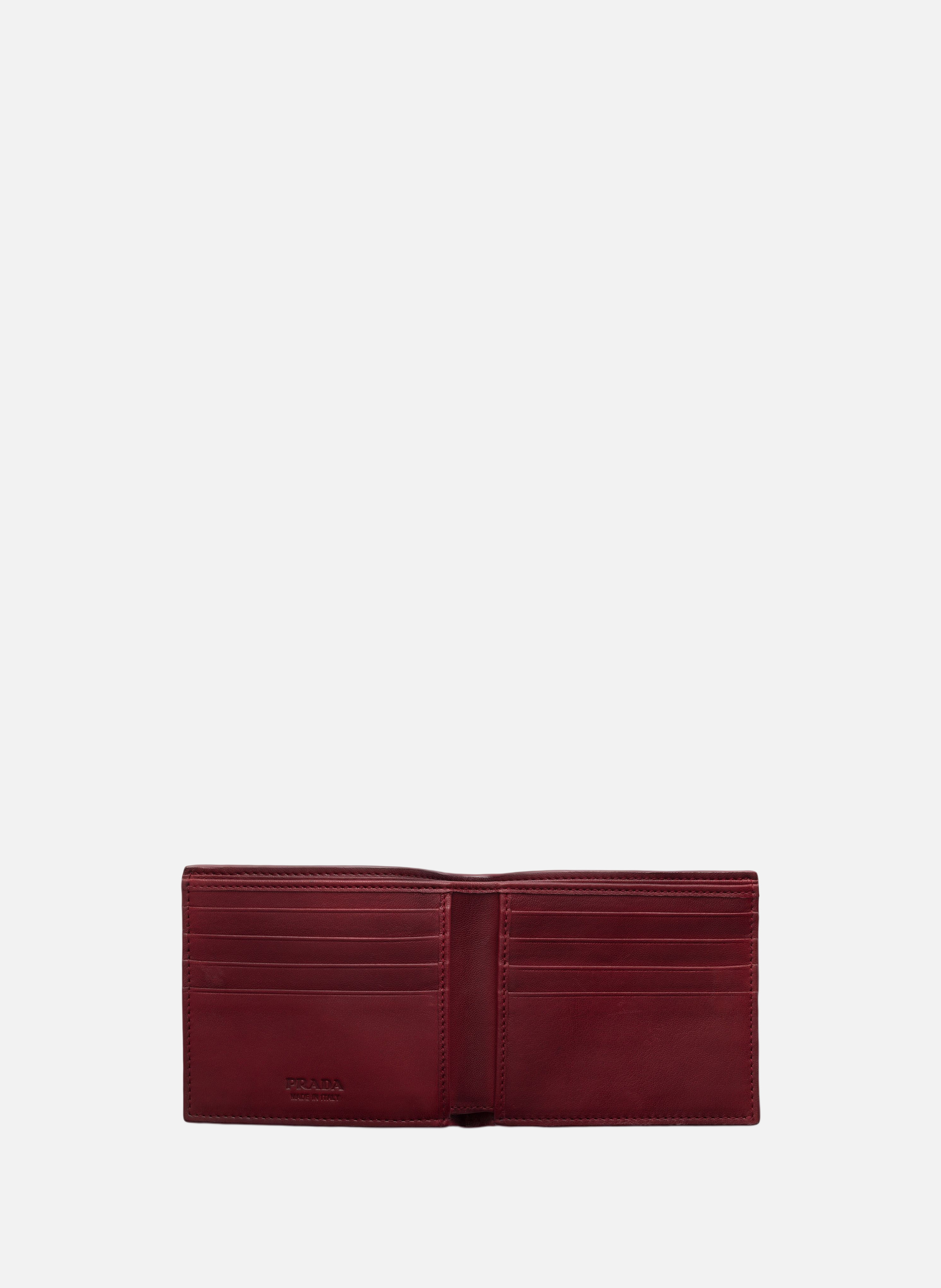 Portefeuille en cuir vieilli PRADA Rouge