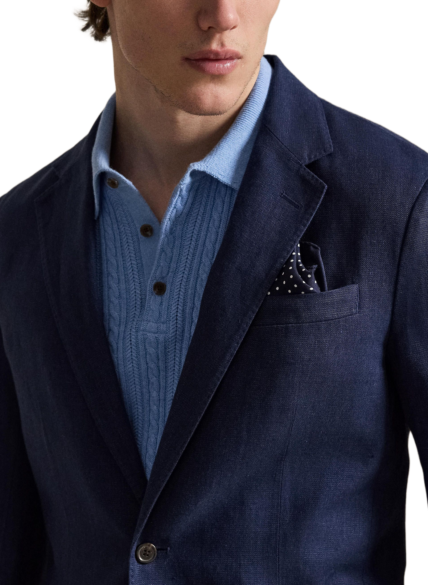 Blazer cintré en lin mélangé POLO RALPH LAUREN Bleu