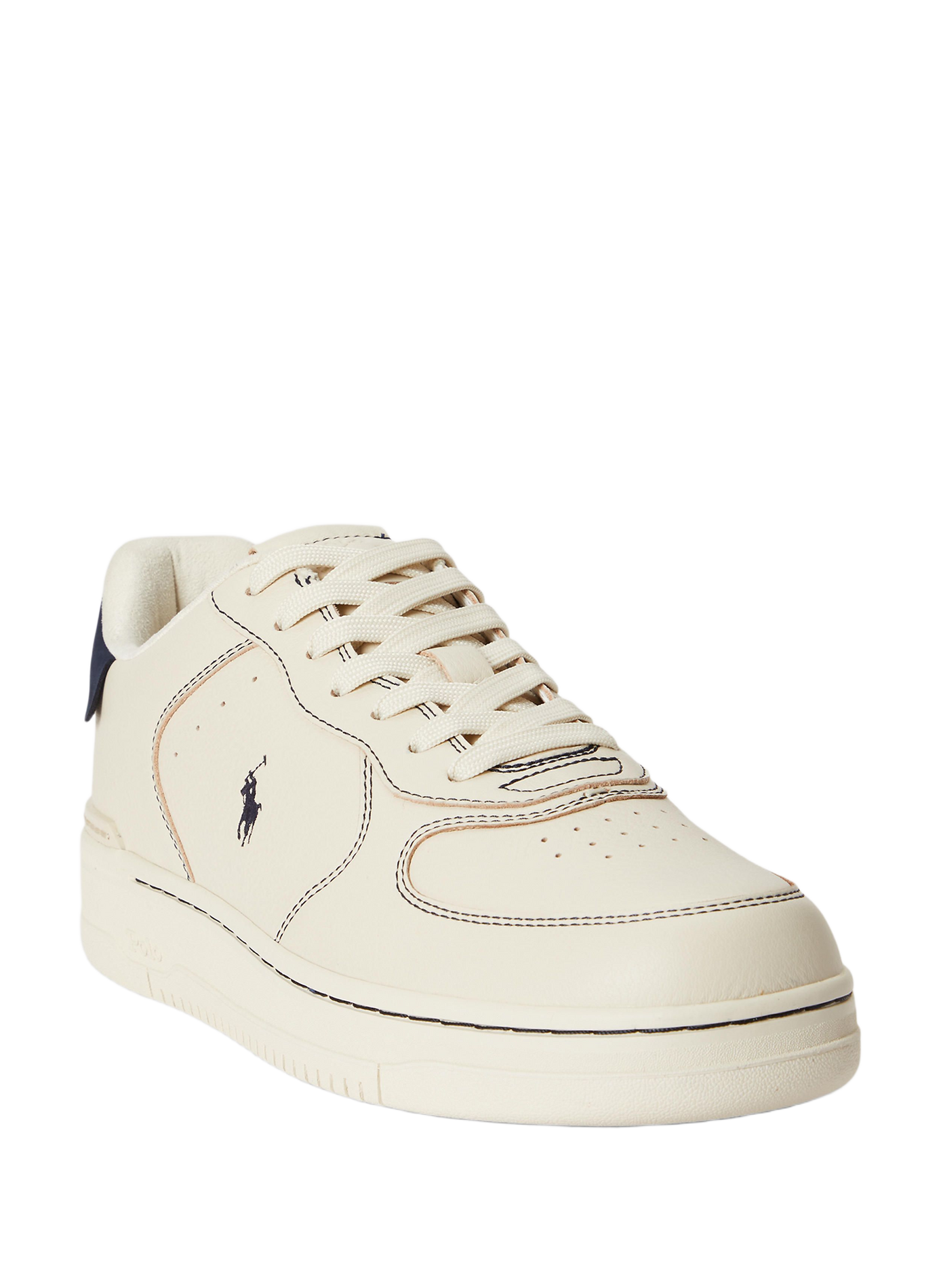 Baskets basses Masters à lacets en cuir POLO RALPH LAUREN Beige