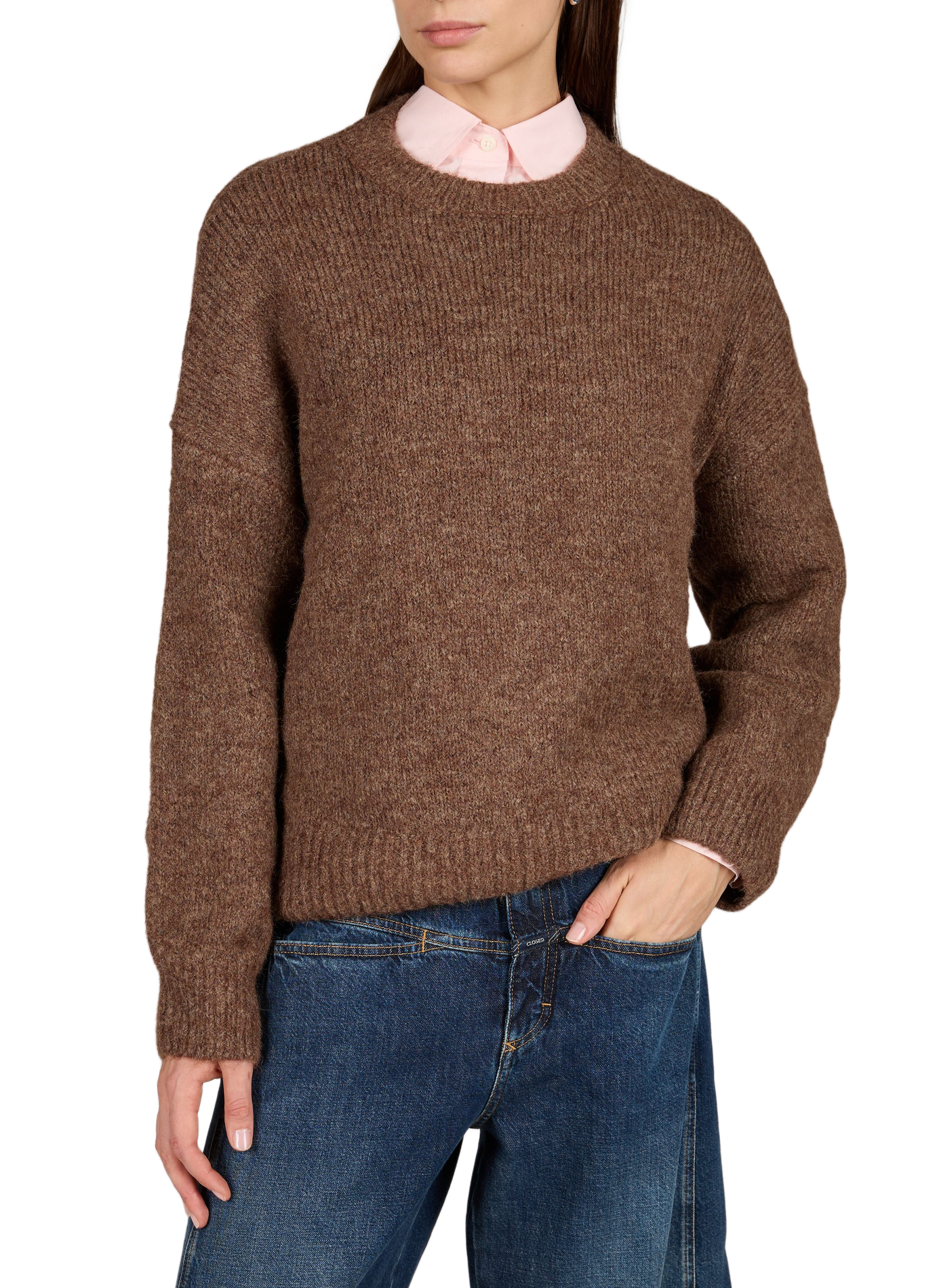 Oversized wool blend sweater OBJECT Brown