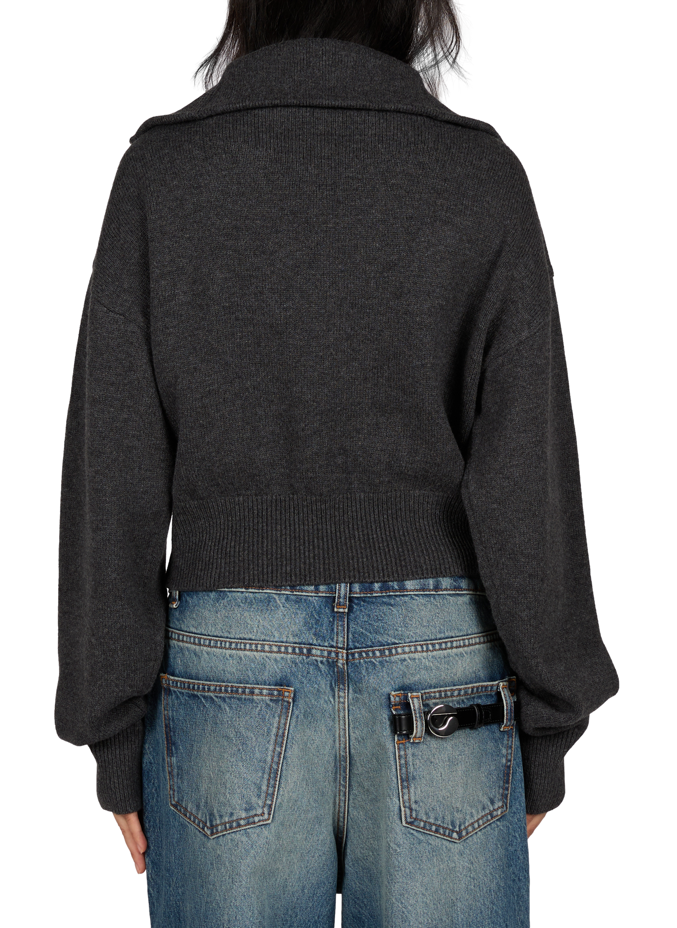 High-neck zip-up wool blend sweater COPERNI Grey